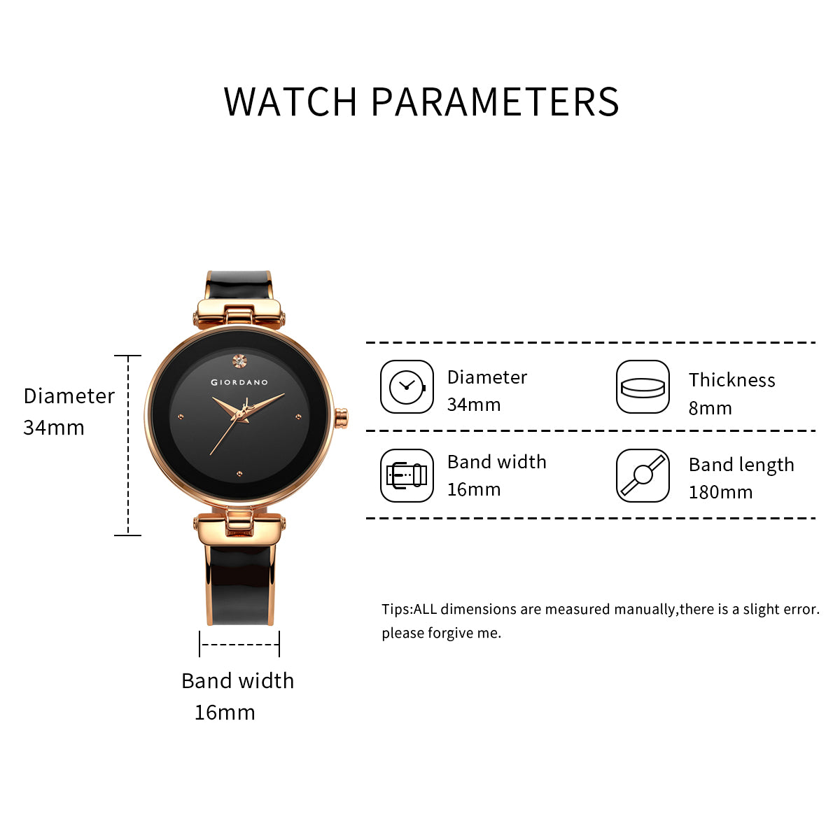 Giordano Designer Analog Watch for Women – Glossy Round Dial & Bracelet Style Stainless Steel Strap | GZ-60099-11