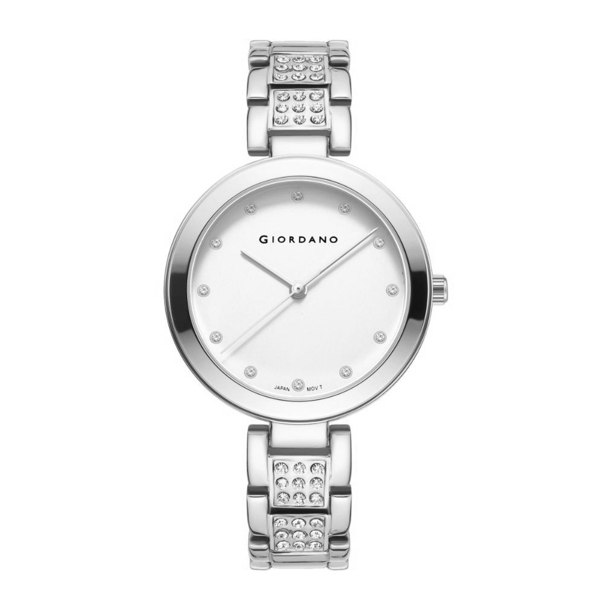 Giordano Eleganza Collection Analog Watch for Women with Crystal-Studded Strap & Diamond Indices-A2037-11