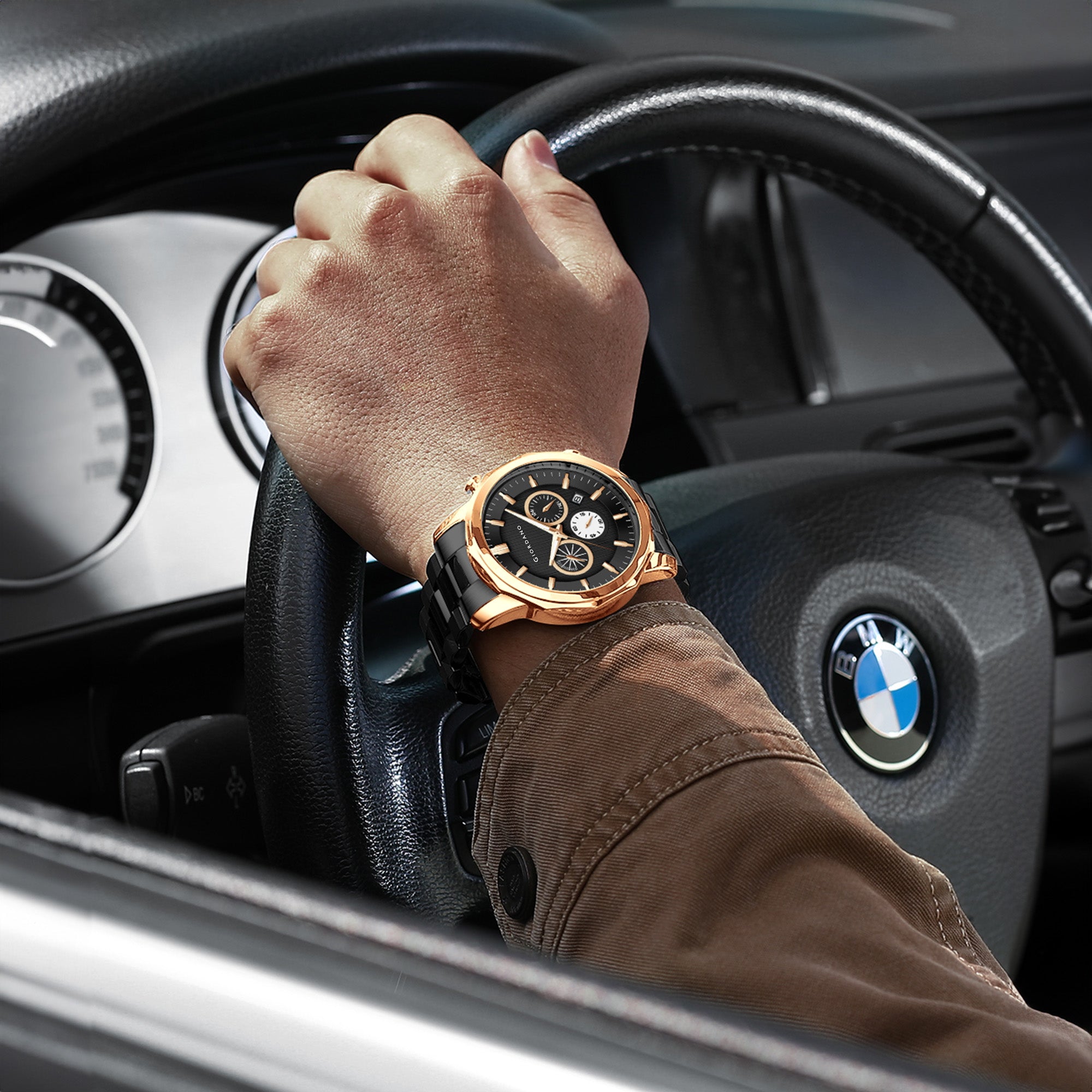 Giordano Analog Wrist Watch for Men Stylish Metal Strap with Water Resistant Multifunction Mechanism Watch GZ-50036-33