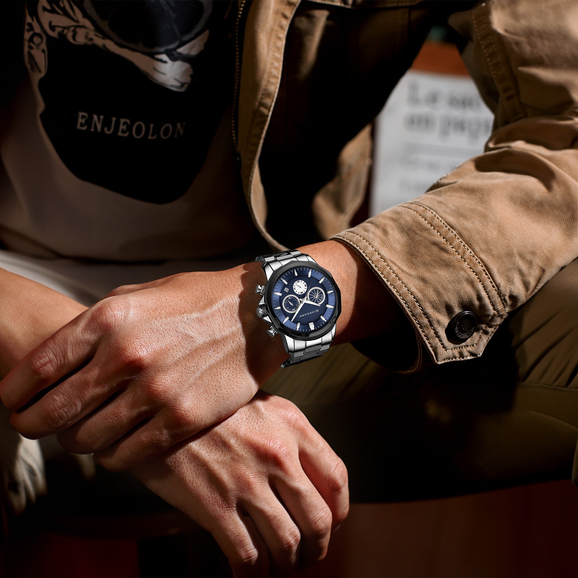 Giordano Analog Wrist Watch for Men Stylish Metal Strap with Water Resistant Multifunction Mechanism Watch GZ-50036-11