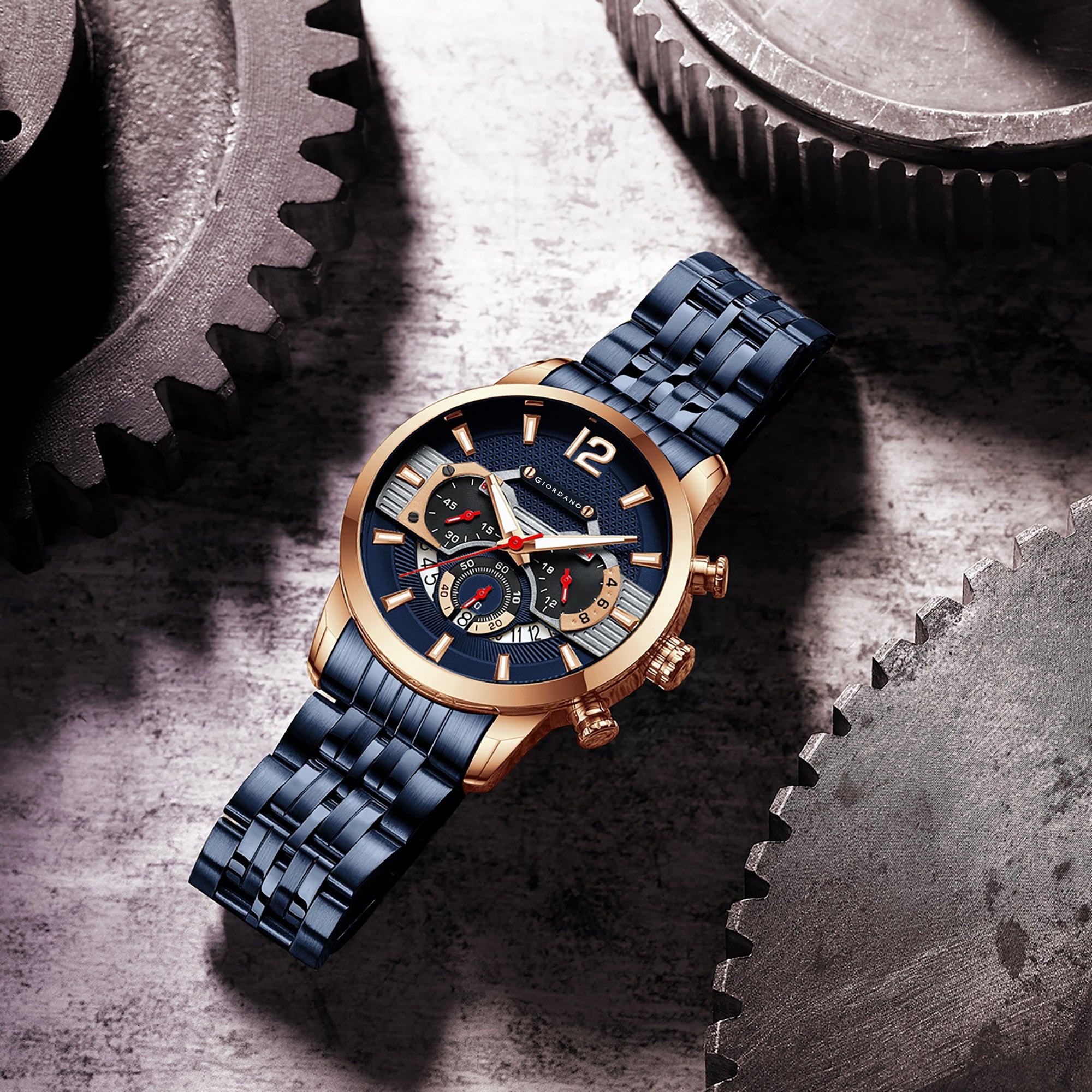 Giordano Analog Wrist Watch for Men Stylish Metal Strap with Water Resistant Multifunction Mechanism Watch GZ-50032-44