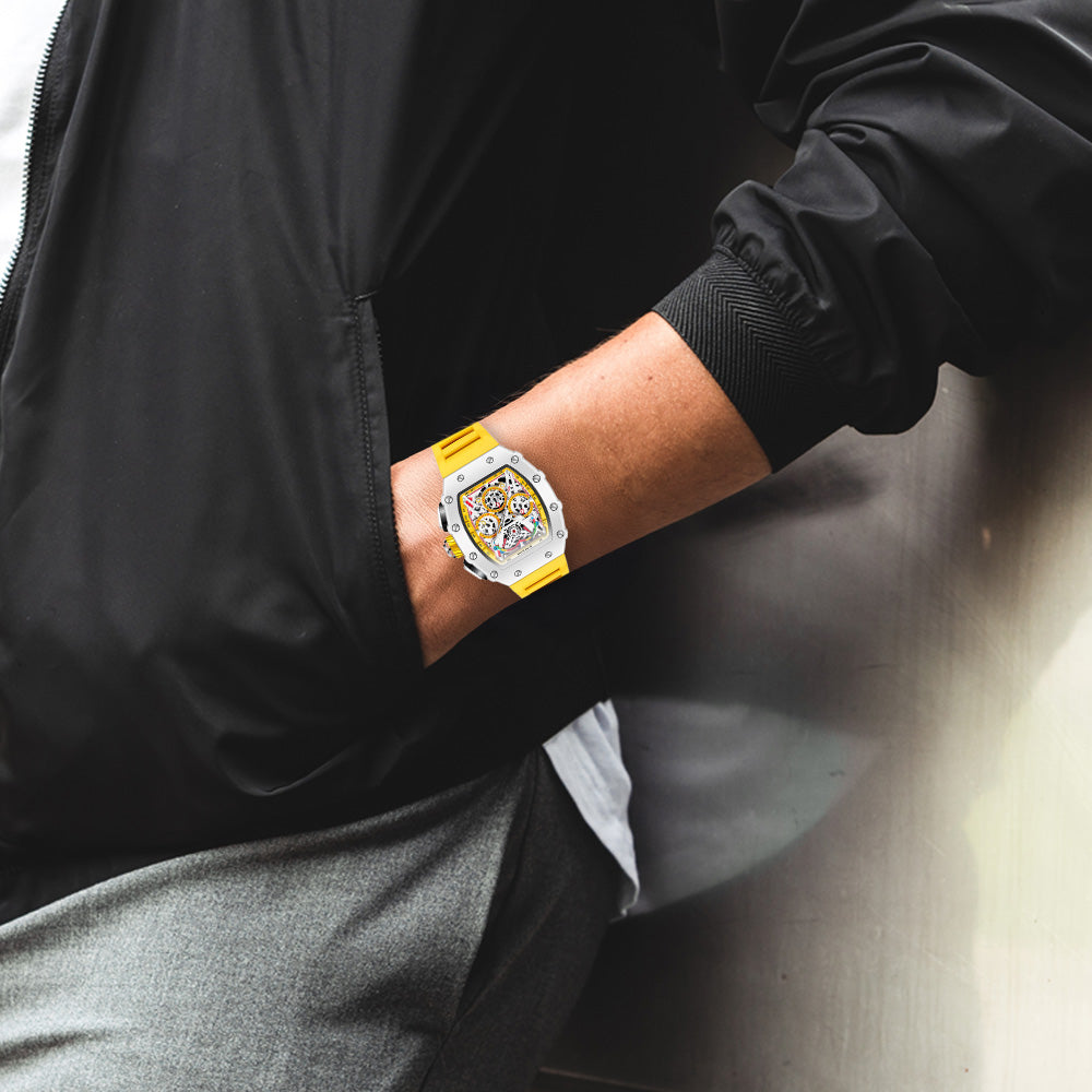 Giordano Multifunction Watch for Men with Day, Date, and 24-Hour Sub-Dial, Water Resistant Square Dial Unique Design | GZ-50144-01