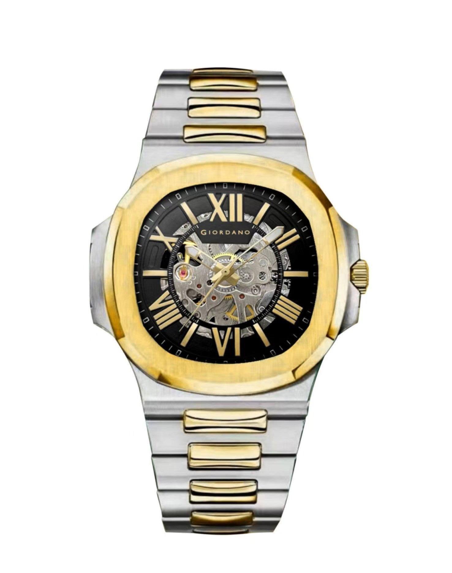 Giordano Dual-Tone Skeleton Automatic Stainless Steel Watch for Men with Luxurious Gold Accent Case | GZ-50114-11