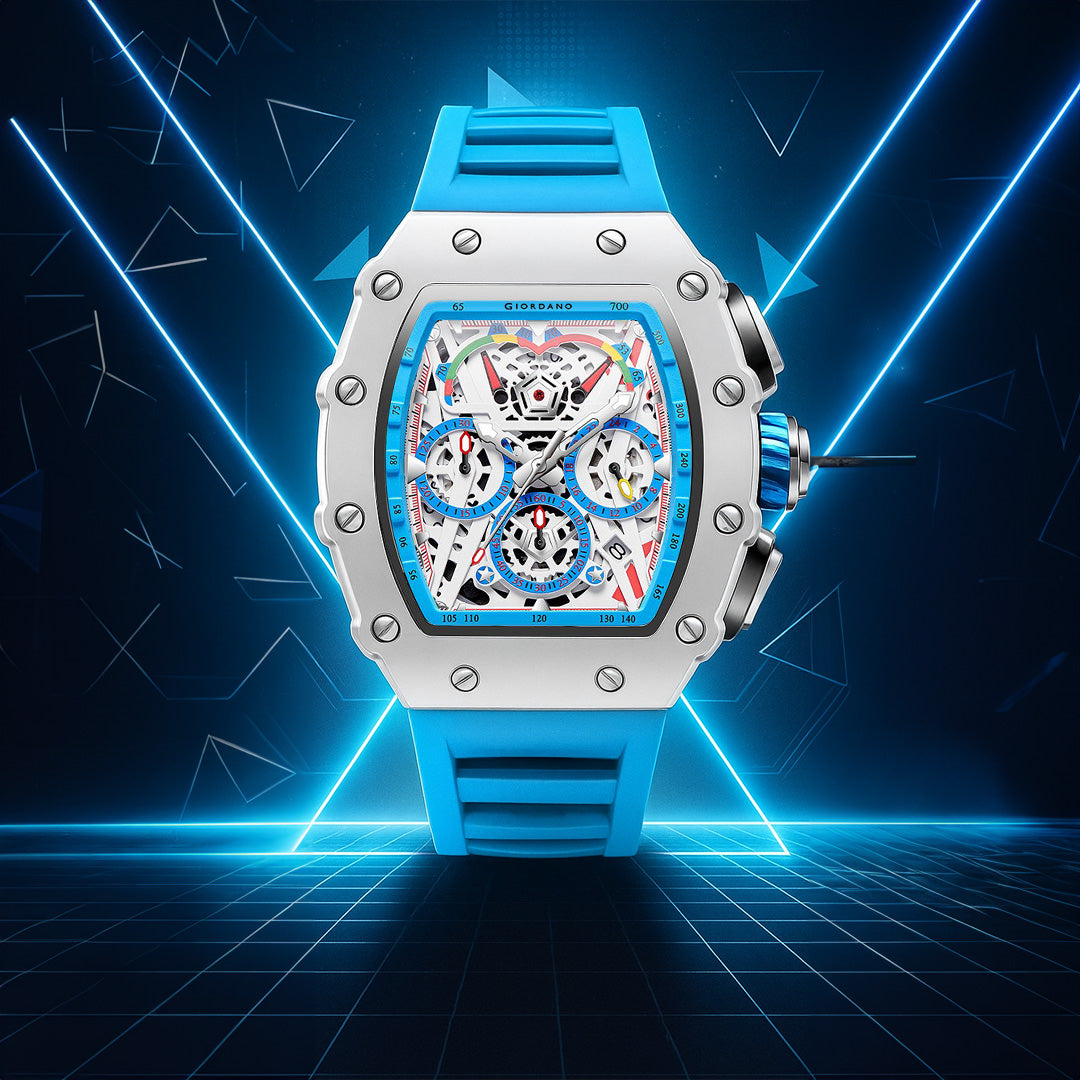 Giordano Multifunction Watch for Men with Day, Date, and 24-Hour Sub-Dial, Water Resistant Square Dial Unique Design | GZ-50144-04