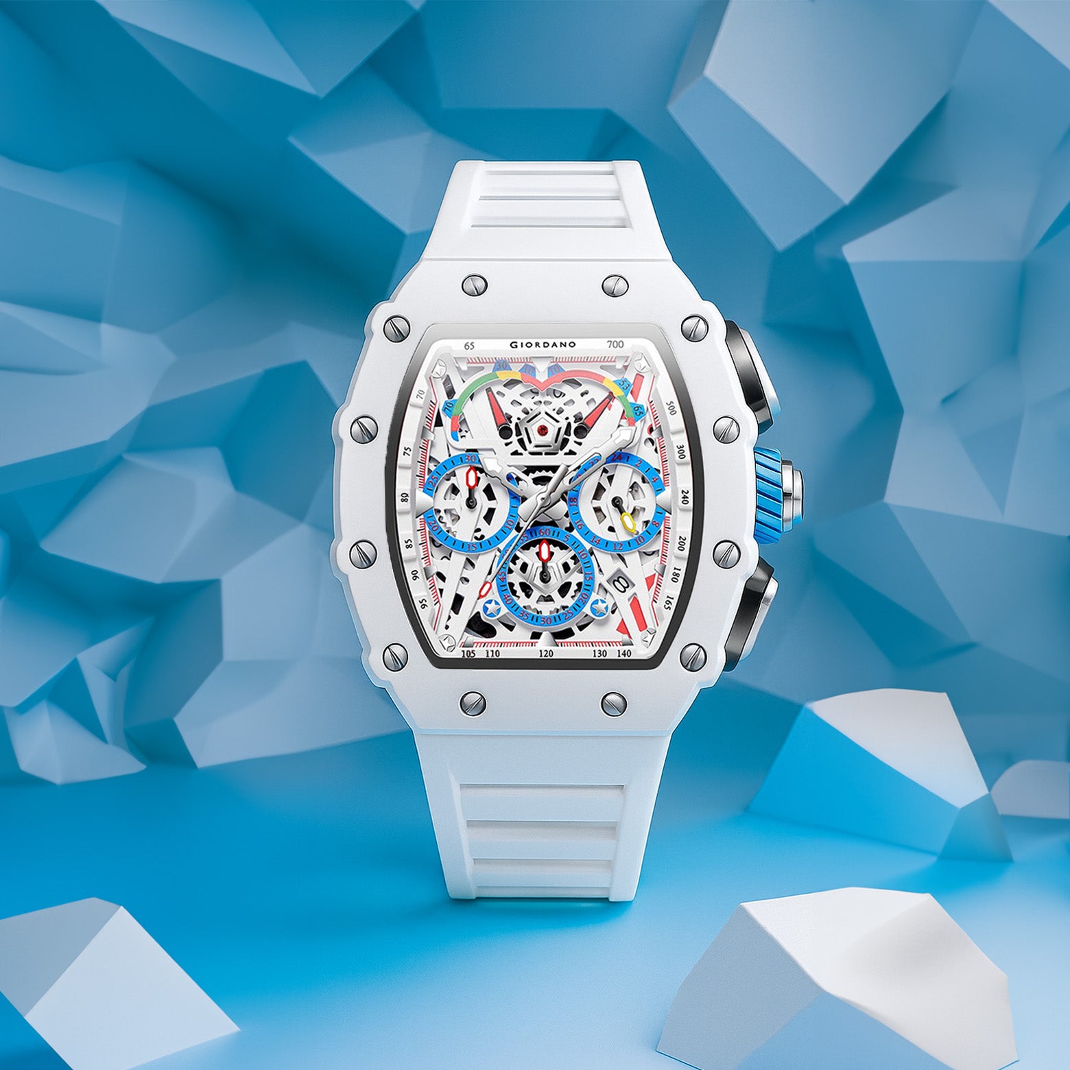 Giordano Multifunction Watch for Men with Day, Date, and 24-Hour Sub-Dial, Water Resistant Square Dial Unique Design | GZ-50144-02