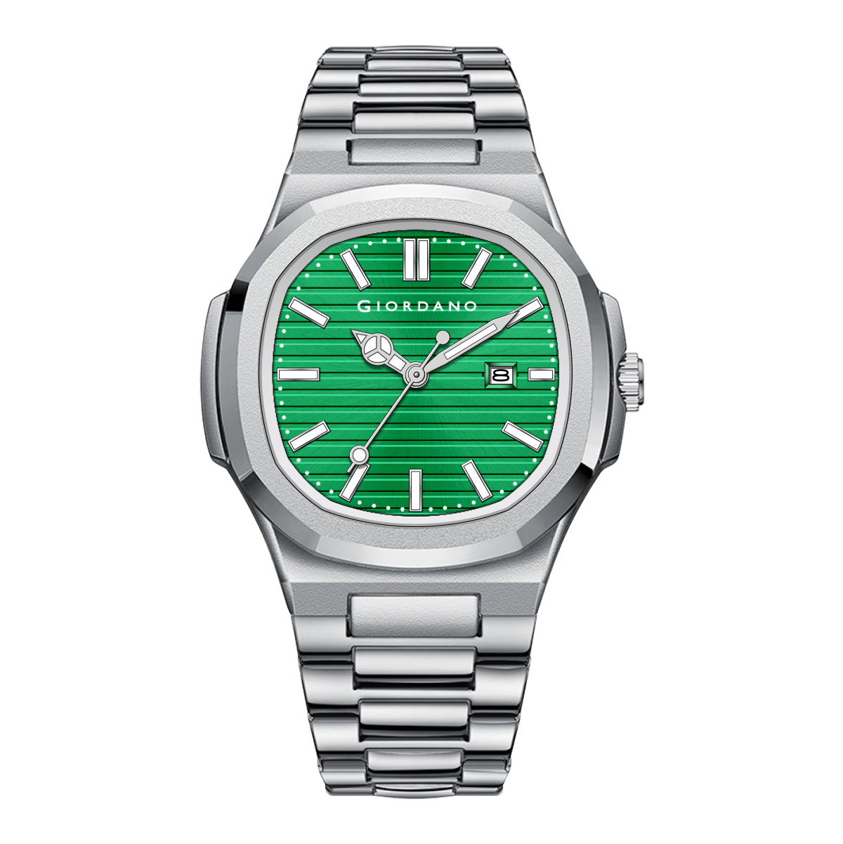 Giordano Analog Watch for Men – Textured Dial, Stainless Steel Strap, Date Display, Quartz Movement, Water Resistant | GZ-50134-44