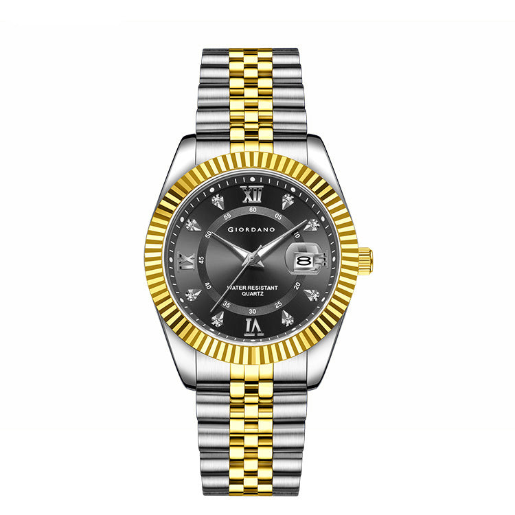 Giordano Analog Watch For Men - Dual-Tone Stainless Steel Strap, Crystal Indices And Fluted Bezel GZ-50139-66