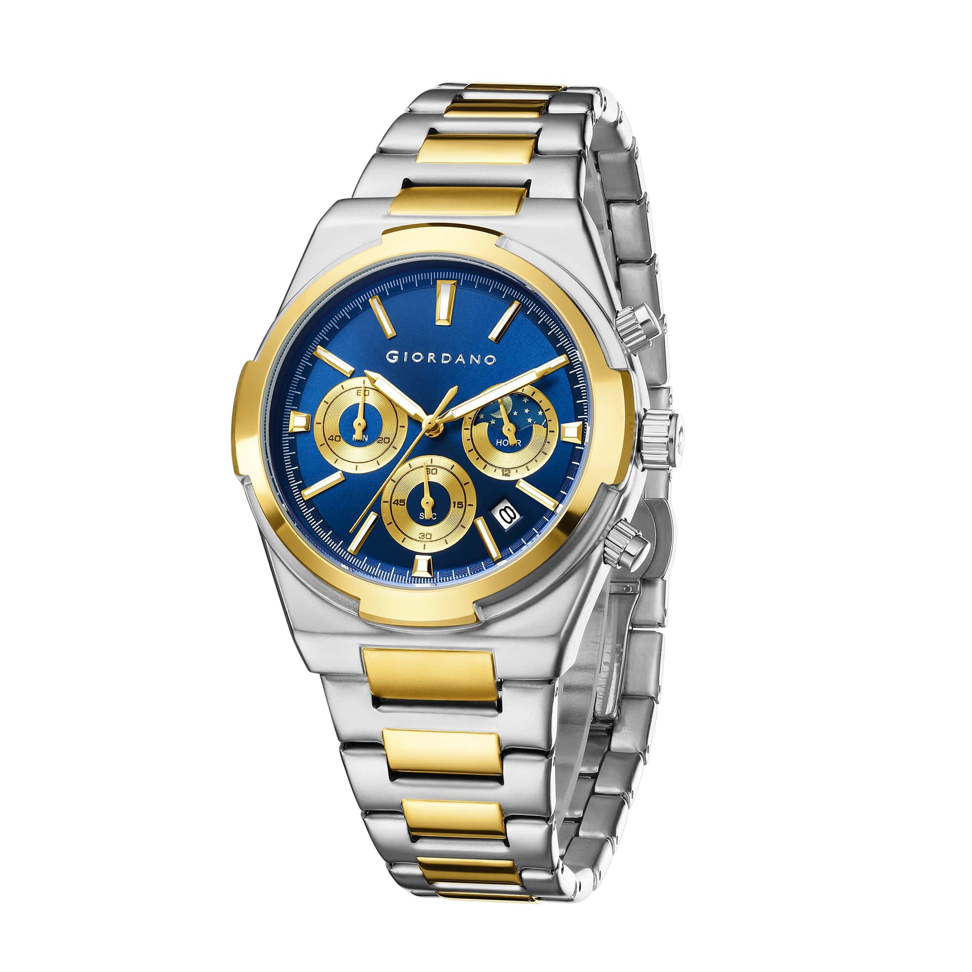 Giordano Luxury multifunctional Watch for Men with round dial, date display and Stainless Steel Strap | GZ-50152-66