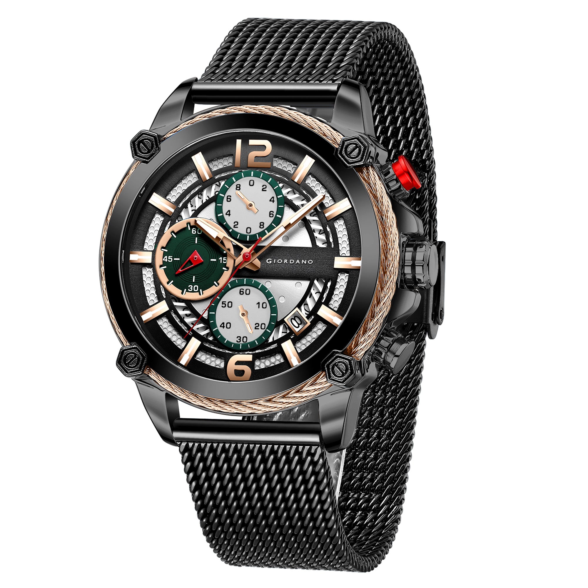 Giordano Analog Wrist Watch for Men Stylish Metal Strap with Water Resistant Multifunction Mechanism Watch | GZ-50039-11