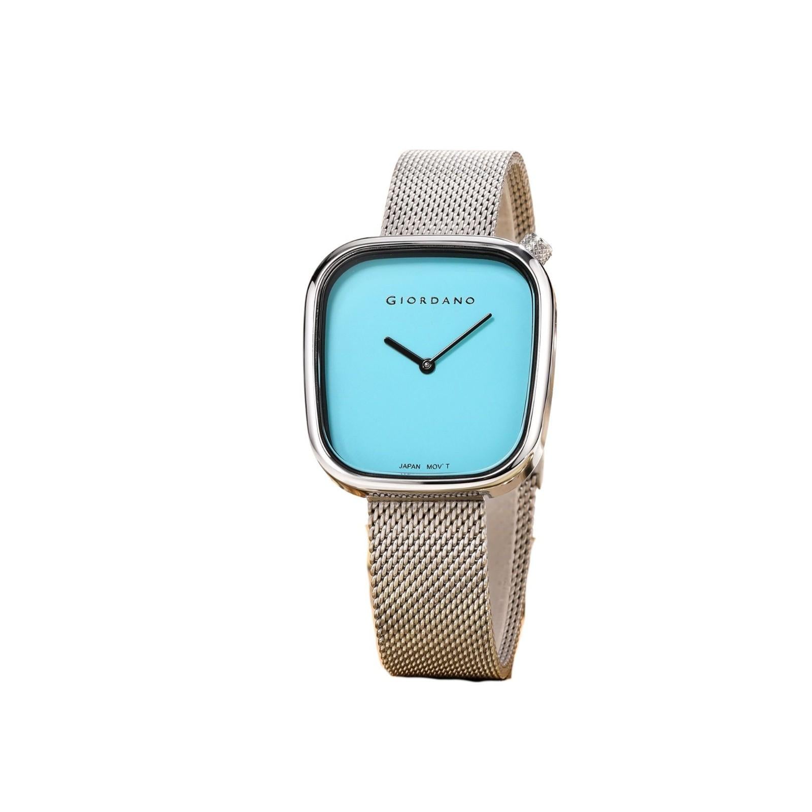 Giordano Analog Wrist Watch for Women with Stylish Metal Strap, Square dial and 3 Hand Mechanism GD-60006-55