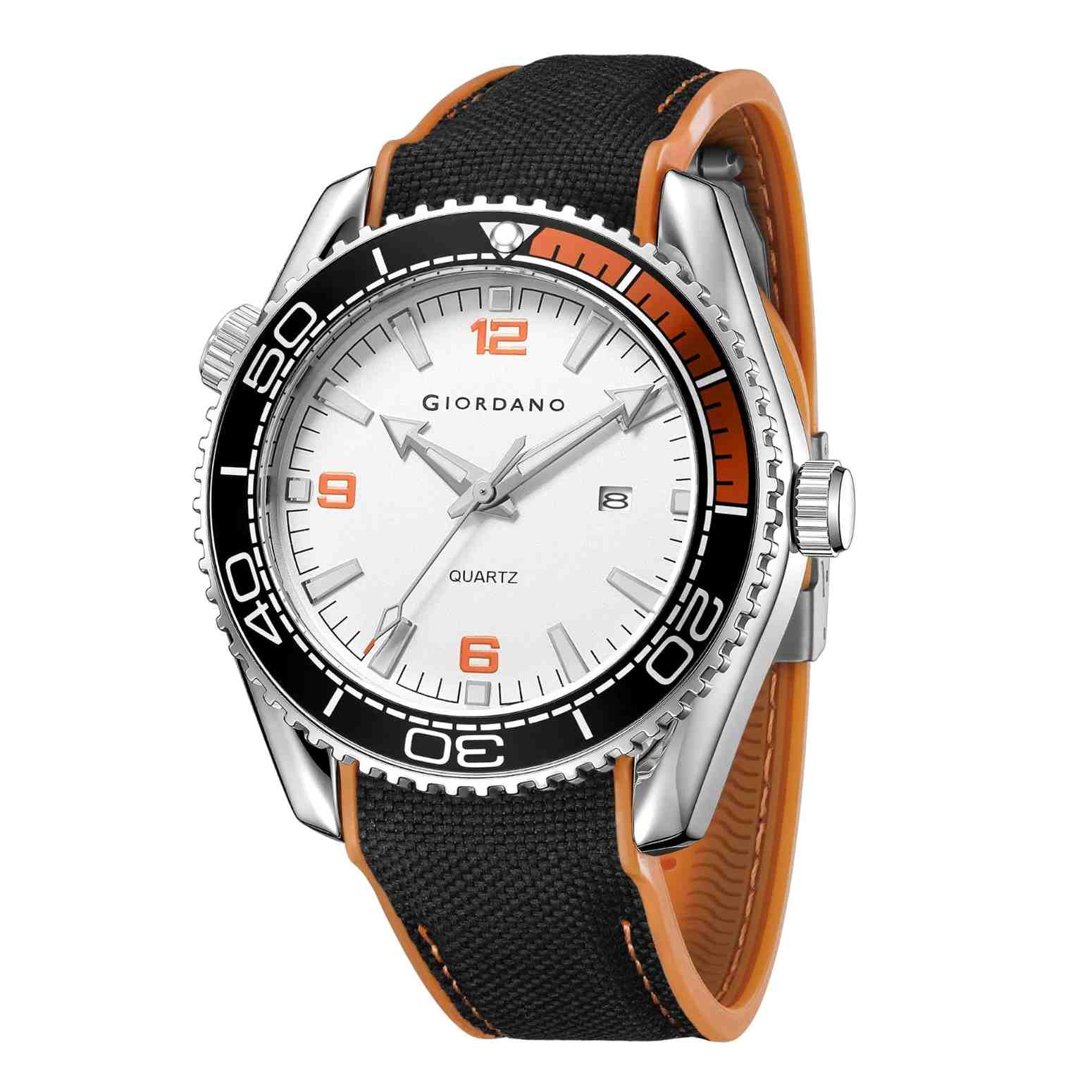 Giordano Analog Quartz Watch For Men – Round Dial with Rotating Bezel ...