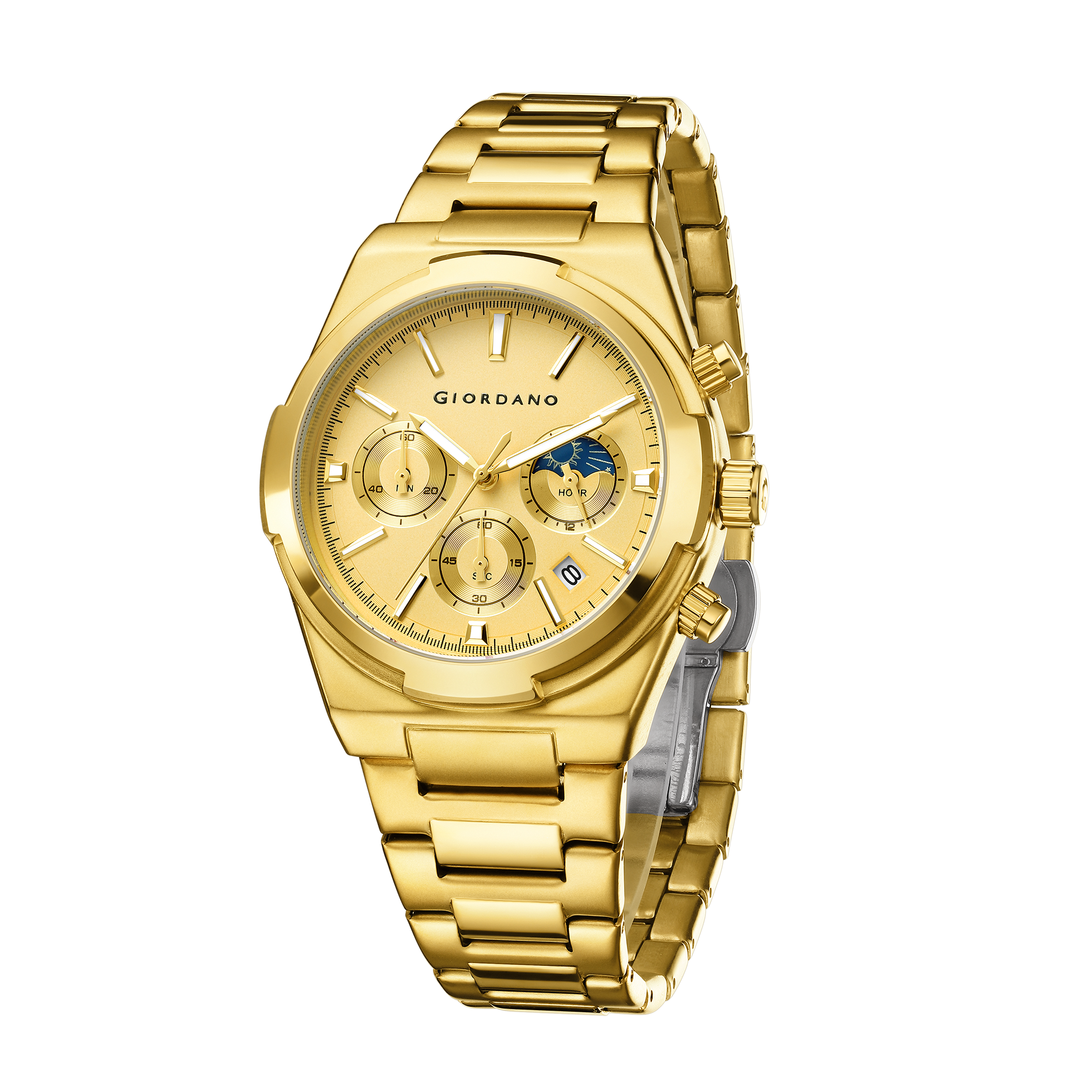 Giordano Luxury multifunctional Watch for Men with round dial, date display and Stainless Steel Strap | GZ-50152-33