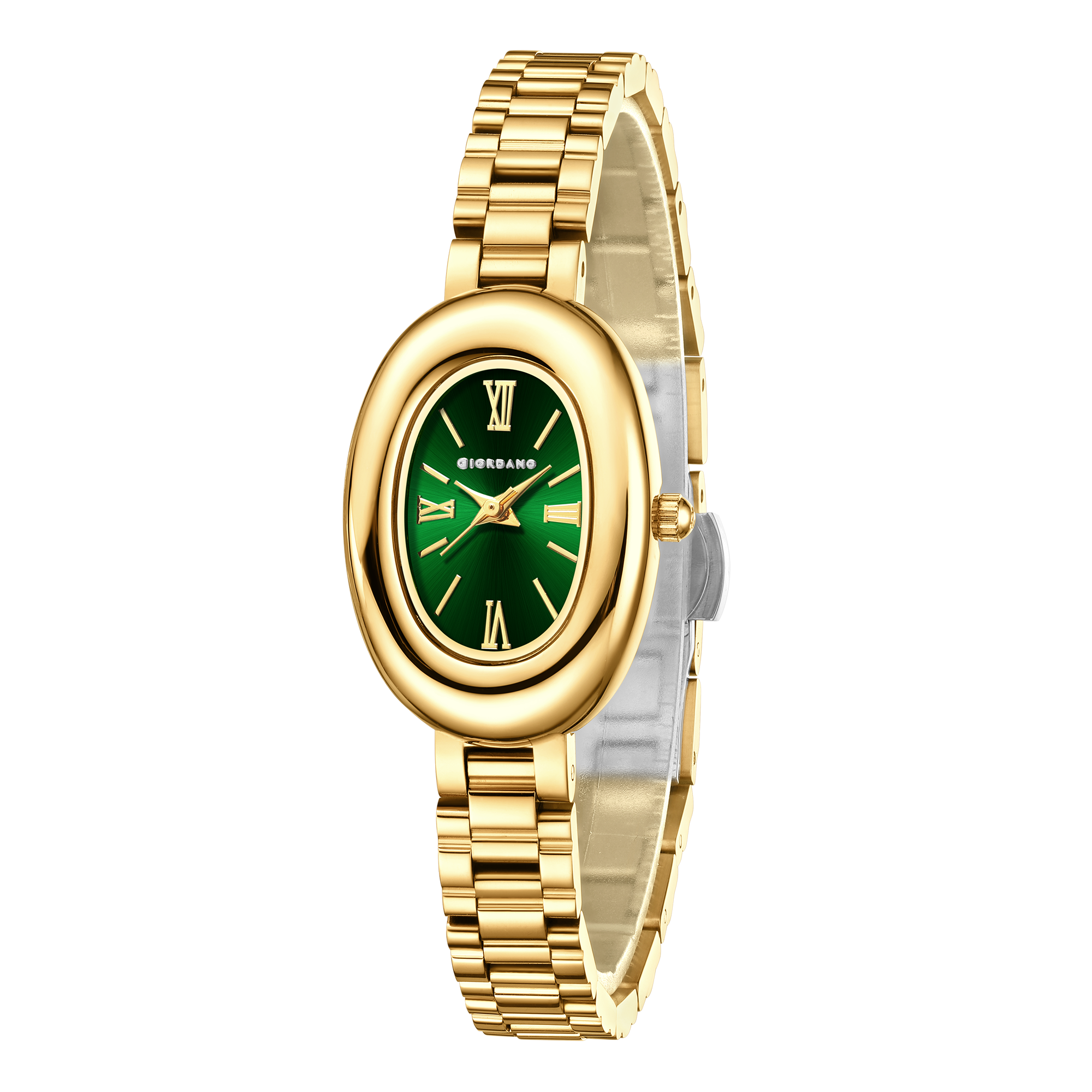 Giordano Oval Shape Dial Watch for Women – Elegant Roman Numerals, Stainless Steel Strap, Sleek Analog Design | GZ-60115-44