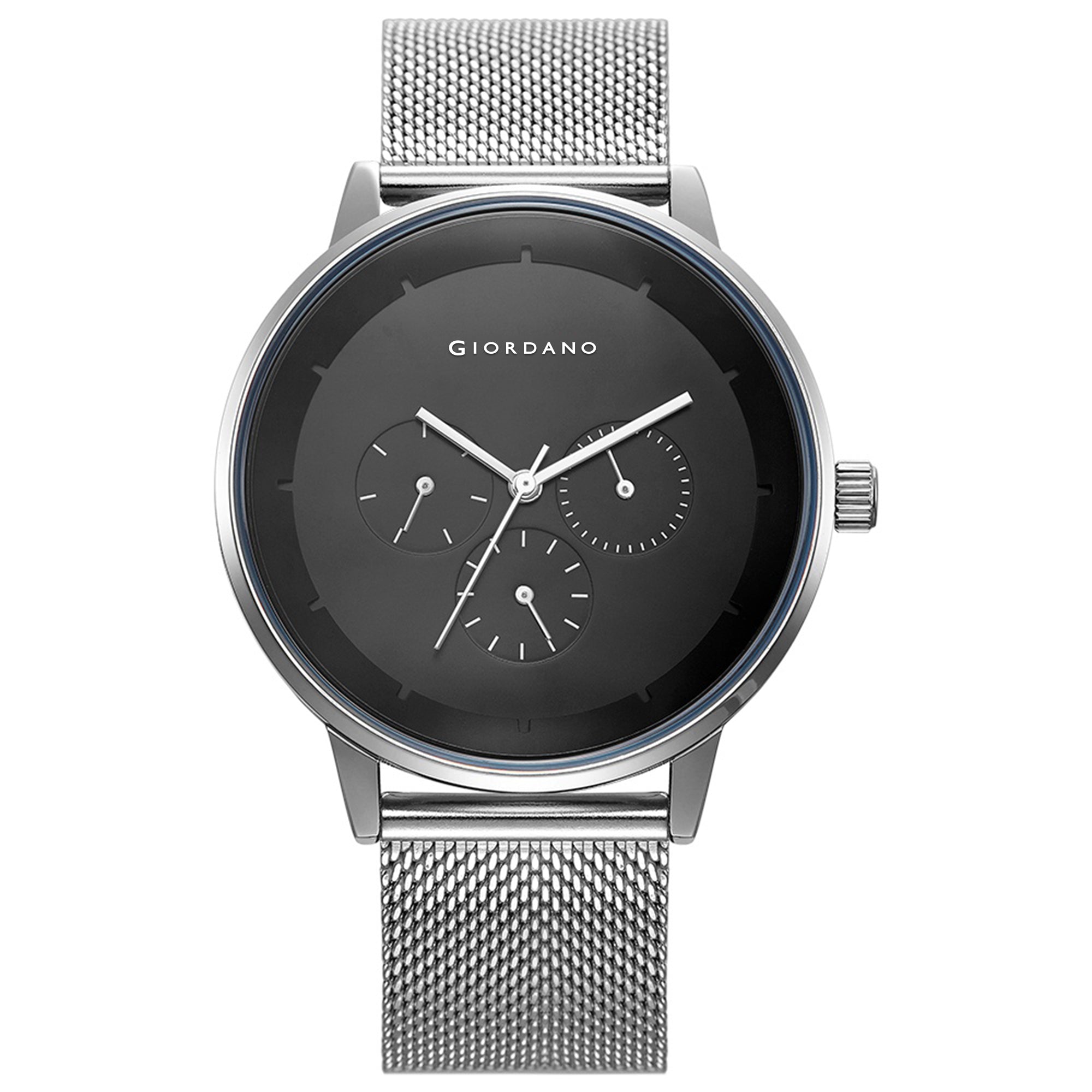 Giordano Skyscrapper Collection Multi-Function Rose Gold Watch for Man with White Dial and Rose Gold Metal Mesh Strap Wrist Watches for Men, with Classy Mesh Band | GZ-50005-11