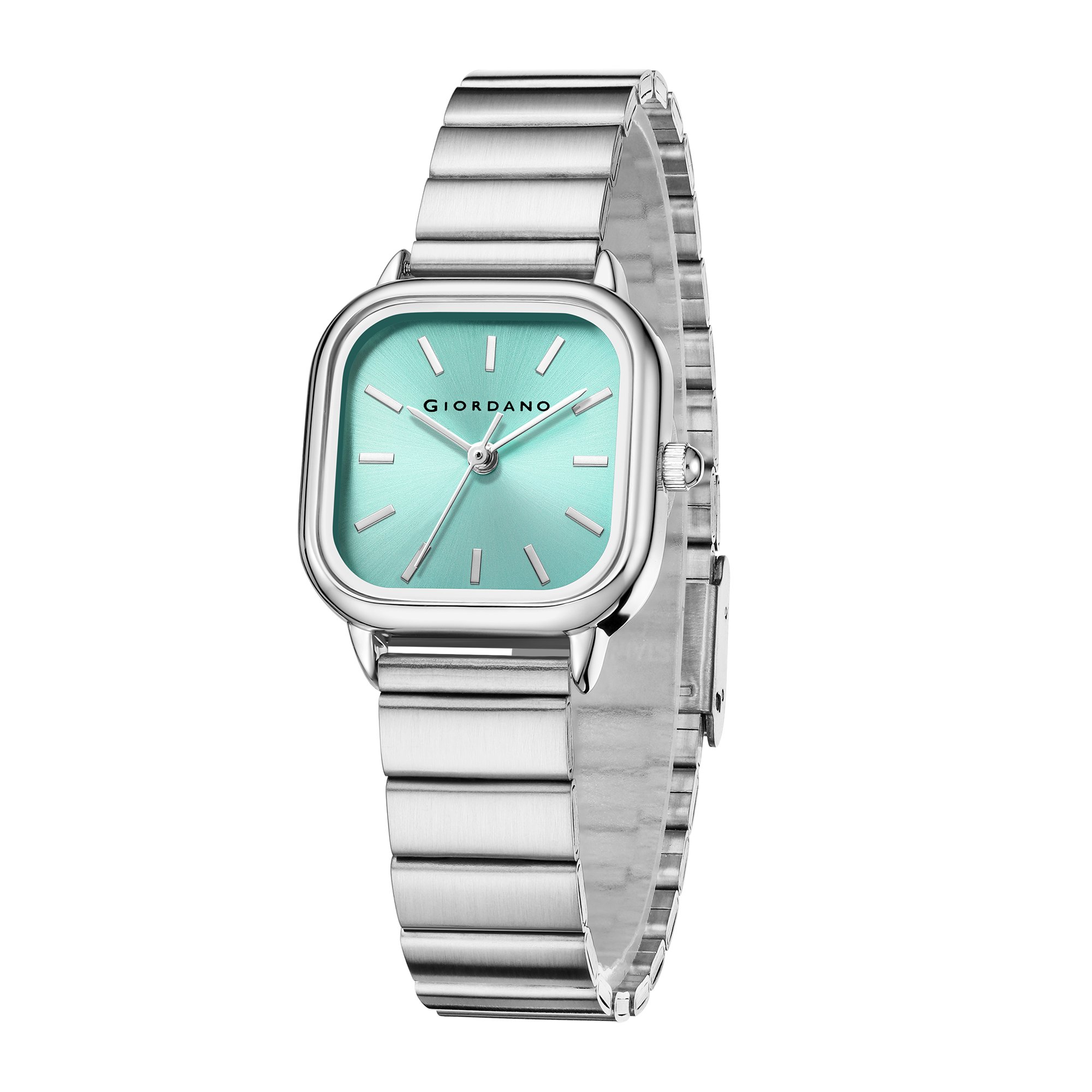 Giordano Classic Square Watch for Women – Polished Stainless Steel Strap, Minimalist Compact Design | GZ-60098-55