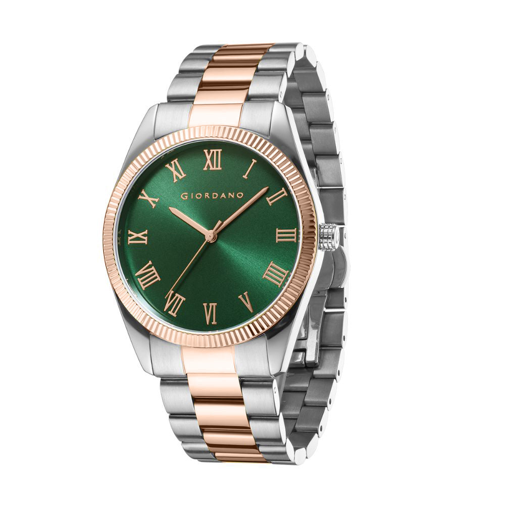 Giordano Analog Wrist Watch for Men Stylish Metal Strap with Water Resistant 3 Hand Mechanism for Men and Boys to Compliment Your Look/Ideal Gift for Male - GZ-50112-GZ-50112-55