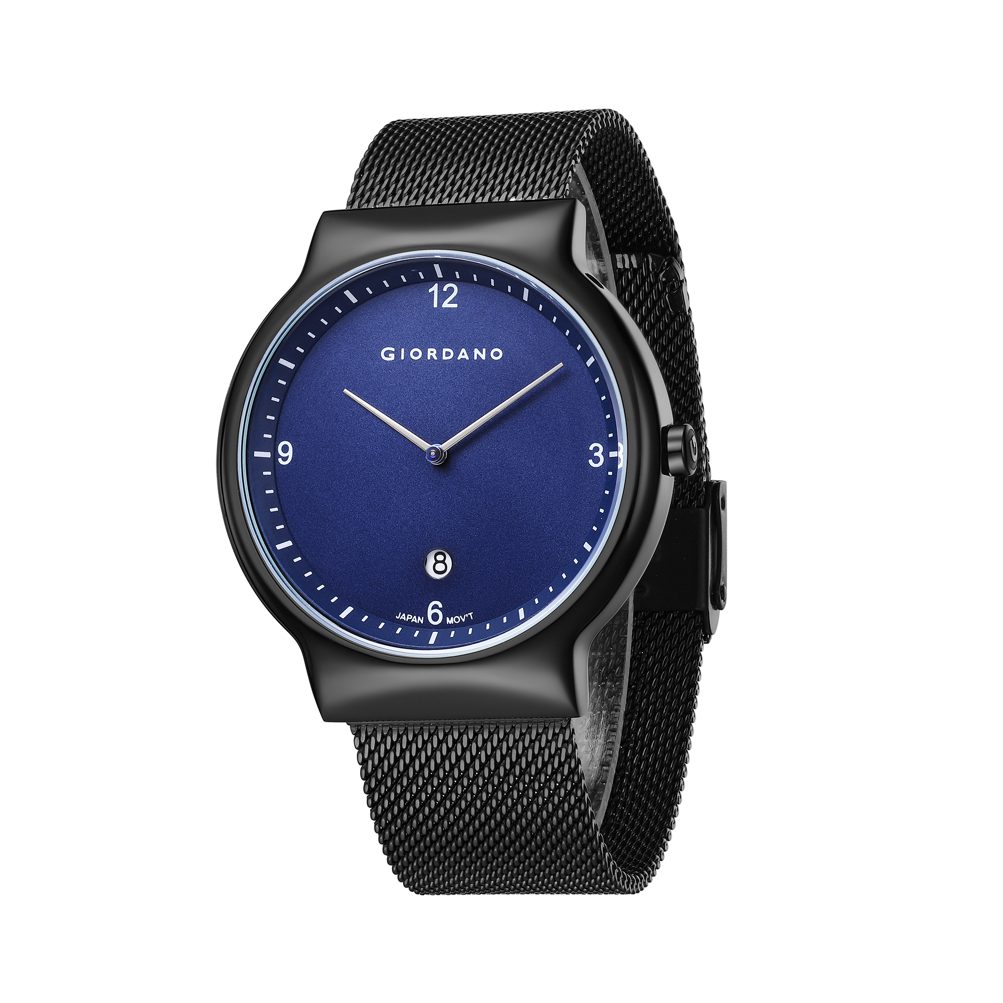 Giordano Analog Casual Round dial Wrist Watch for Men with mesh Metal Strap and Date Window | GZ-50057-22