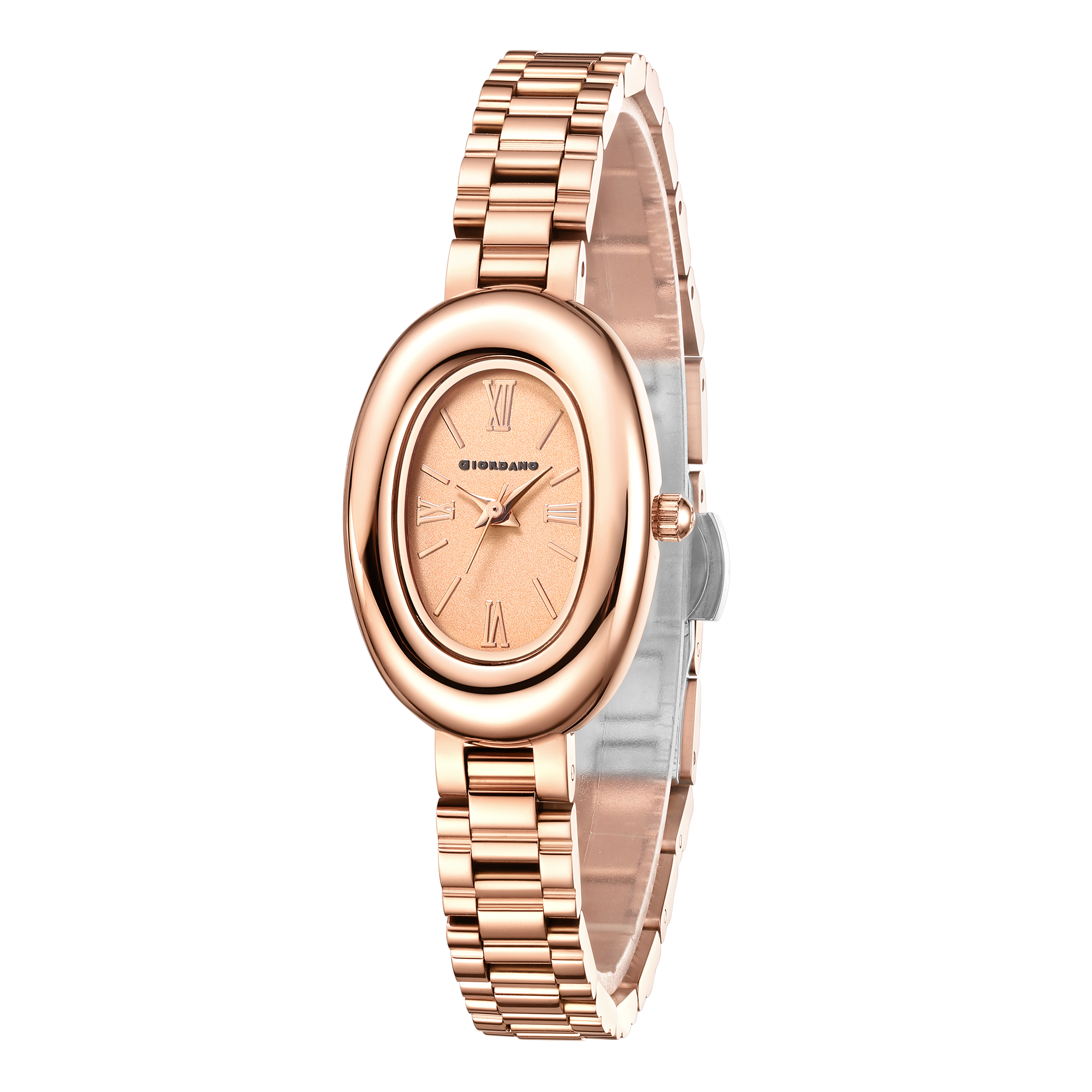 Giordano Oval Shape Dial Watch for Women – Elegant Roman Numerals, Stainless Steel Strap, Sleek Analog Design | GZ-60115-55