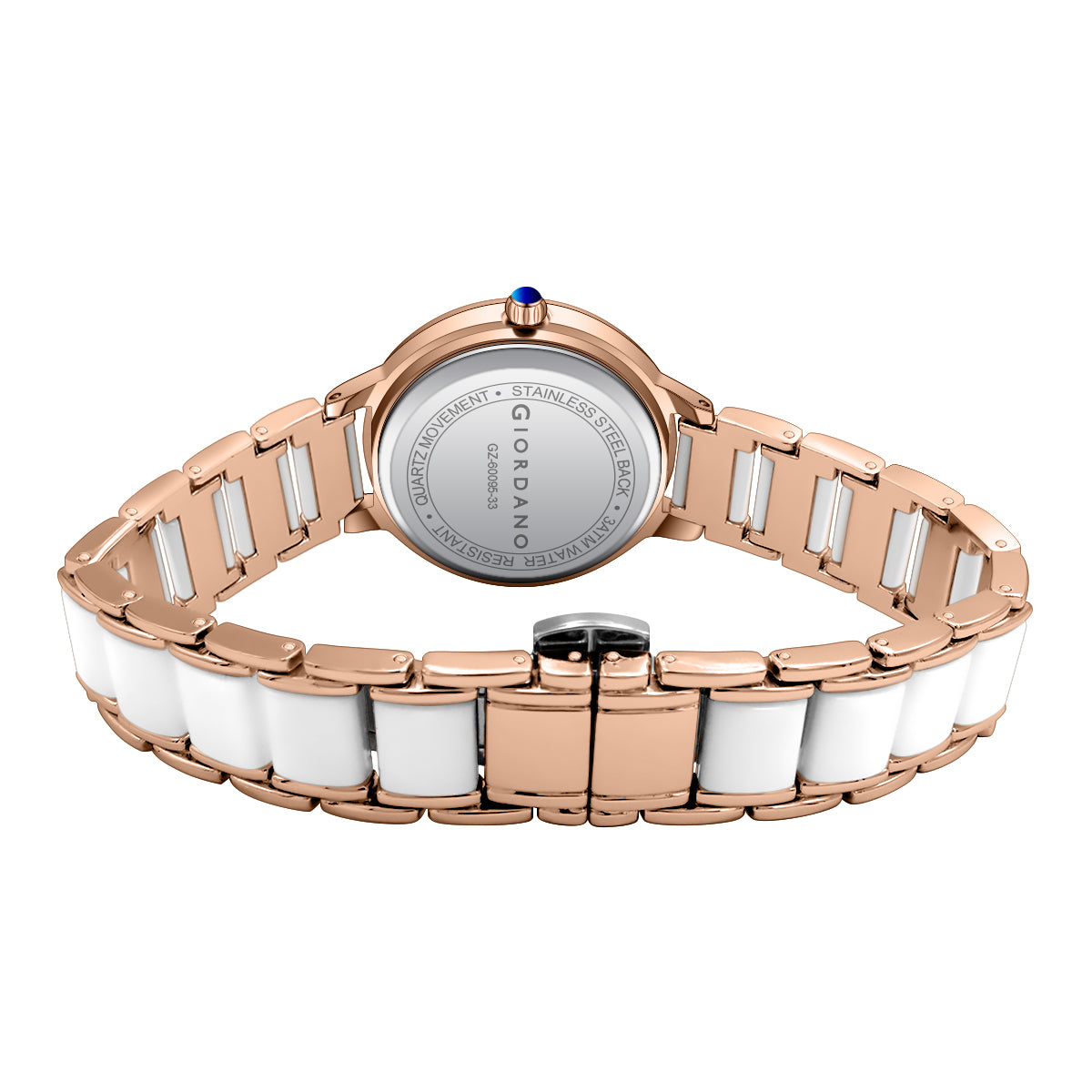 Giordano Flower Case Watch for Women with Crystal-Studded Bezel, Diamond Hour Markers & Dual Tone Stainless Strap | GZ-60095-33