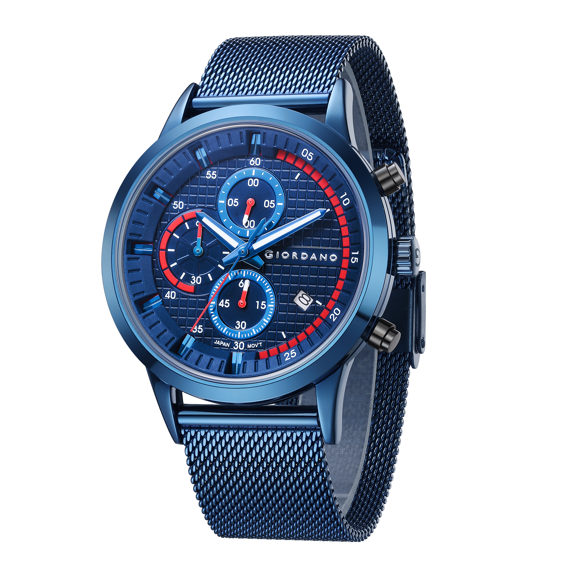 Giordano Multi Function - Performance Sport Watch for Men with Stopwatch Function & Mesh Metal Strap | GZ-50095-33