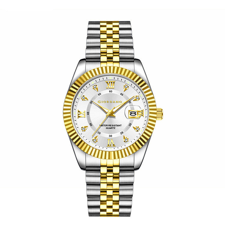 Giordano Analog Watch For Men - Dual-Tone Stainless Steel Strap, Crystal Indices And Fluted Bezel GZ-50139-55