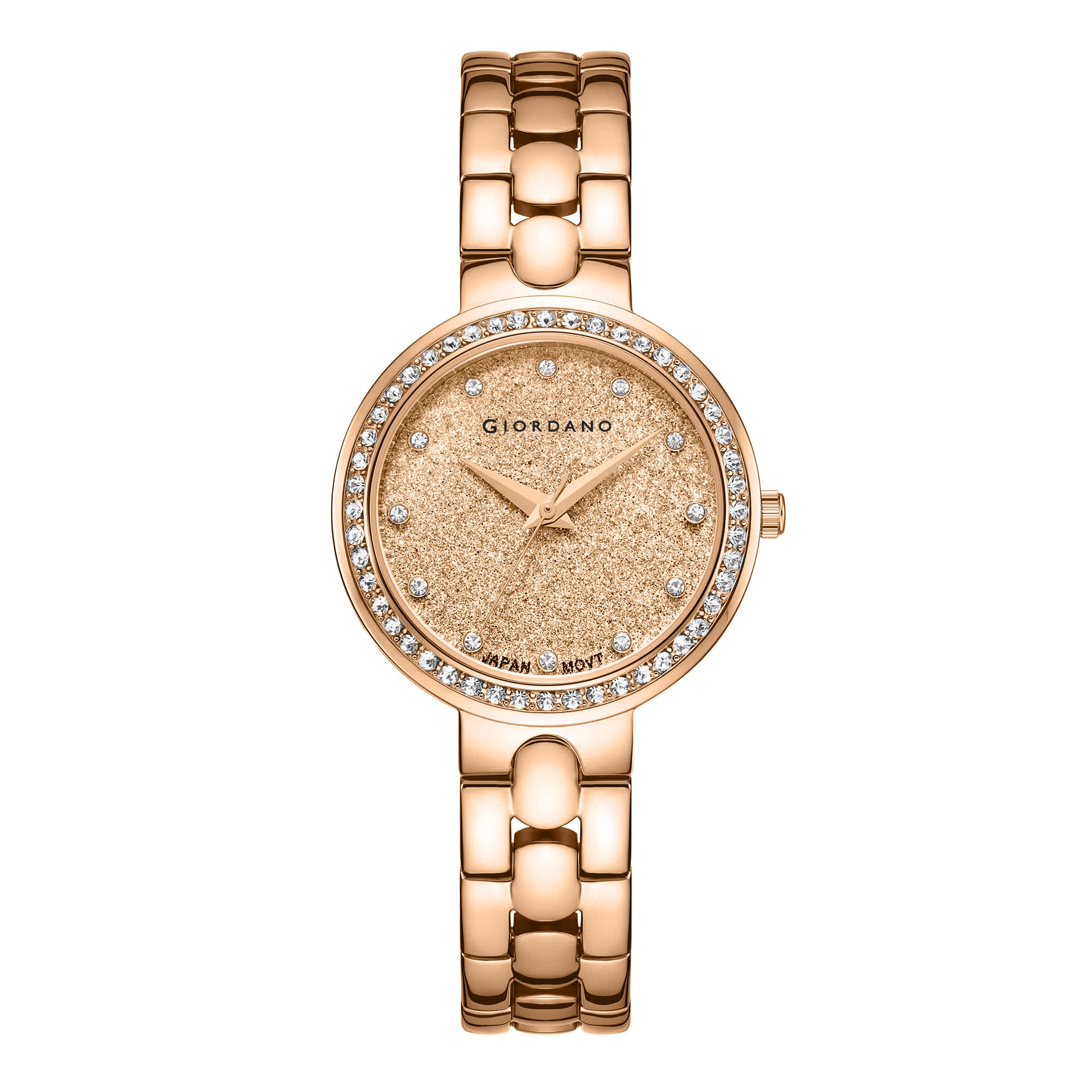 Giordano Silver  Shimmer Collection Analog Watch for Women with Diamond Studded Case, Shimmer Dial and Stylish Stainless Steel Strap A2068-77