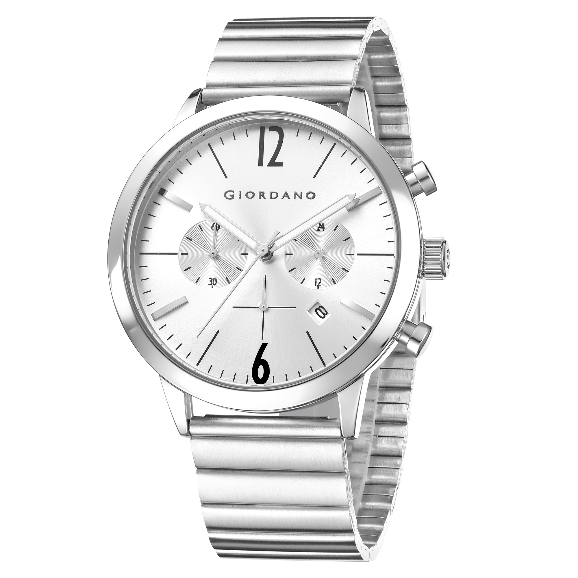 Giordano Analog Chronograph Watch for Men - Stainless Steel Case & strap| Modern Casual & Formal Wristwatch with Date | GZ-50153-33