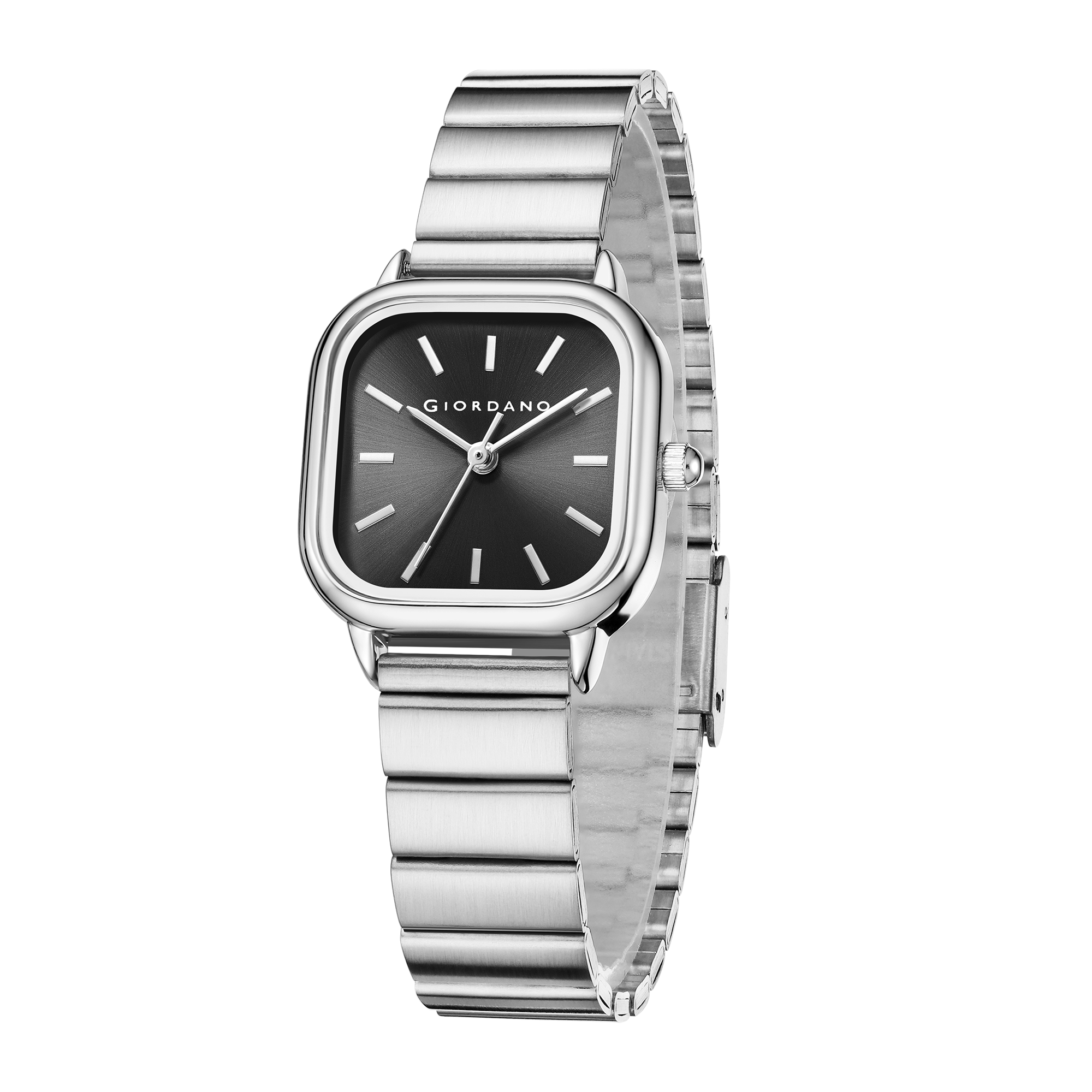 Giordano Classic Square Watch for Women – Polished Stainless Steel Strap, Minimalist Compact Design | GZ-60098-11