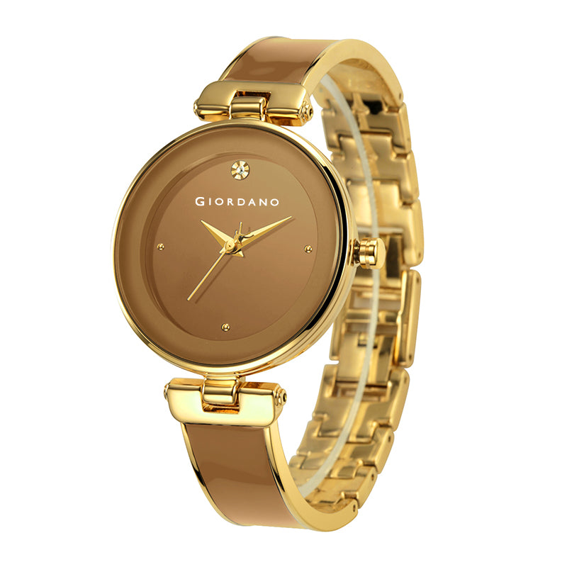 Giordano Designer Analog Watch for Women – Glossy Round Dial & Bracelet Style Stainless Steel Strap | GZ-60099-33
