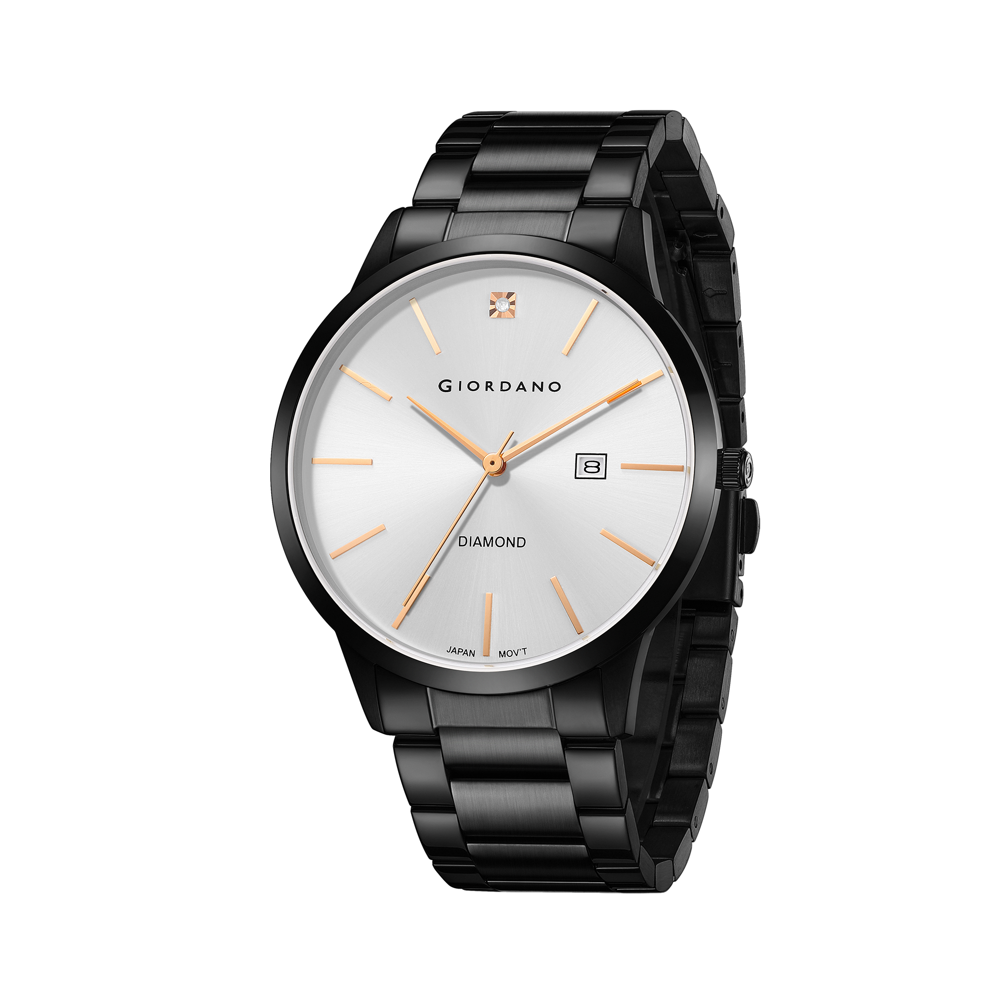 Giordano Classic Analog Watch for Men with Diamond Marked Dial and Stainless Steel Strap | GZ-50101-22