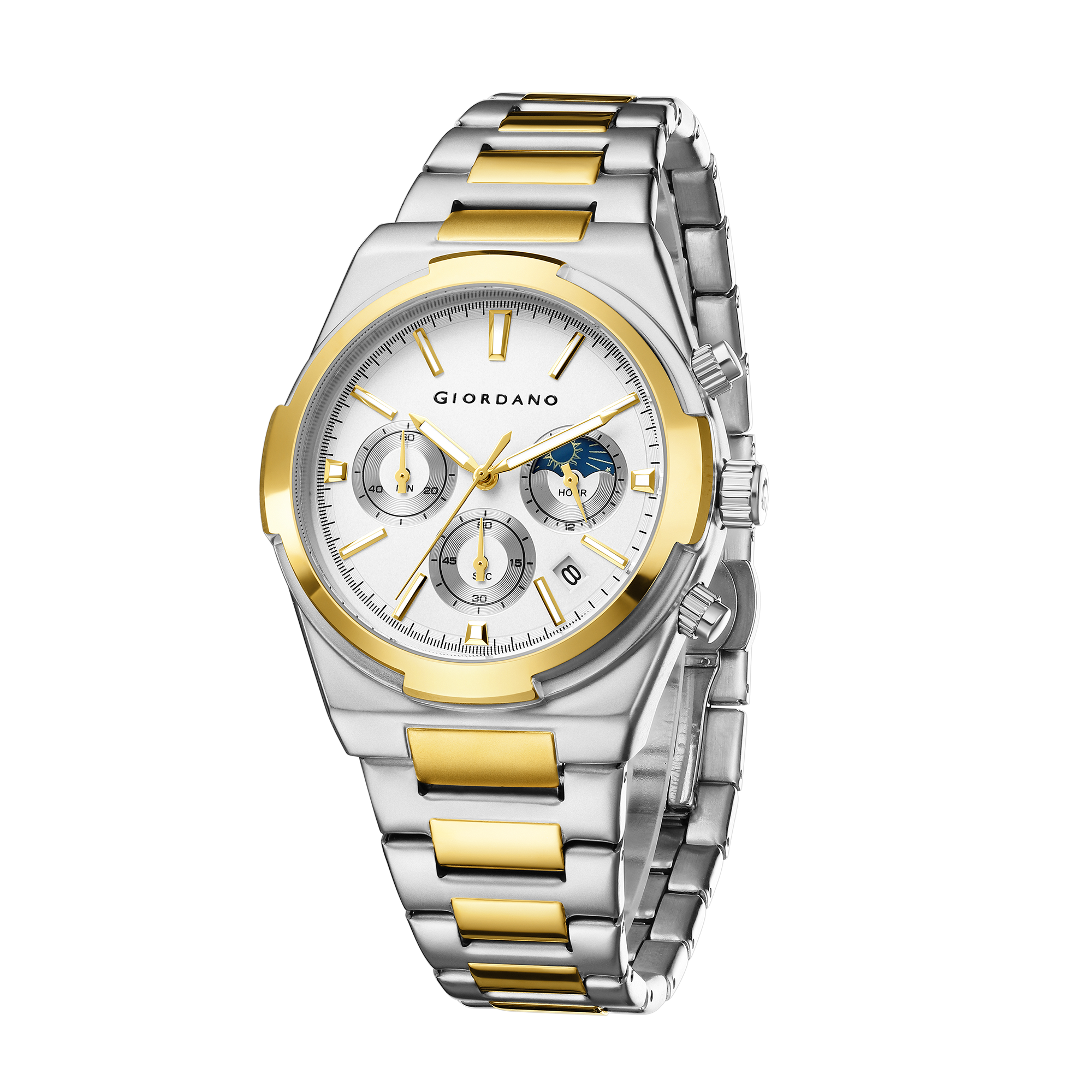 Giordano Luxury multifunctional Watch for Men with round dial, date display and Stainless Steel Strap | GZ-50152-55