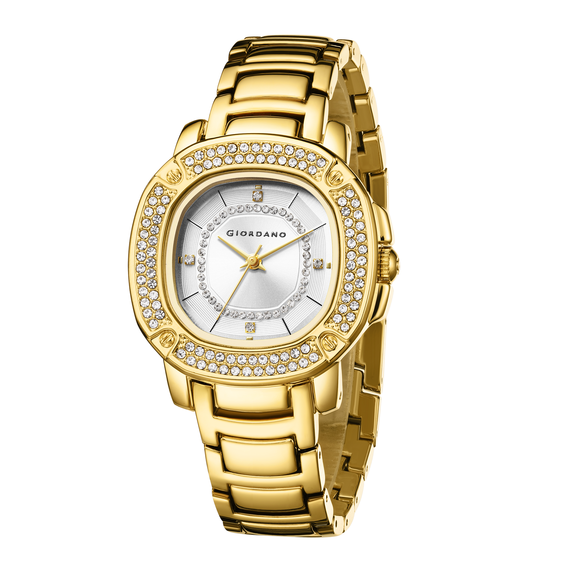Giordano Analog dress Watch for Women with square dial , Crystal-Accented Bezel and stainless steel strap | GZ-60109-22