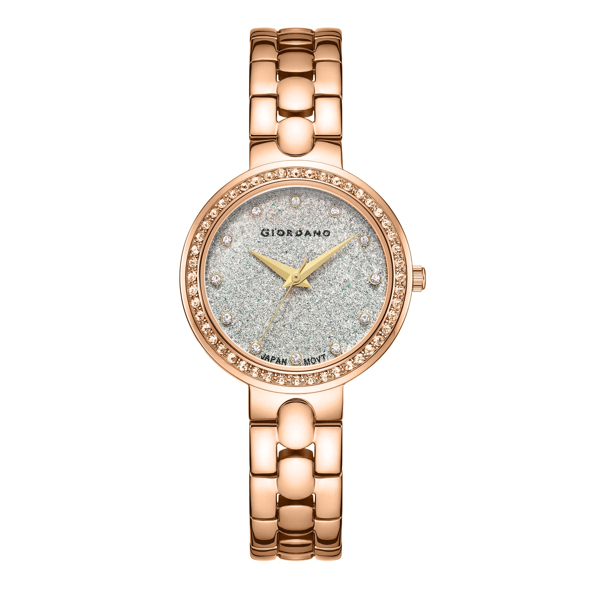 Giordano Silver Shimmer Collection Analog Watch for Women with Diamond Studded Case, Shimmer Dial and Stylish Stainless Steel Strap A2068-44