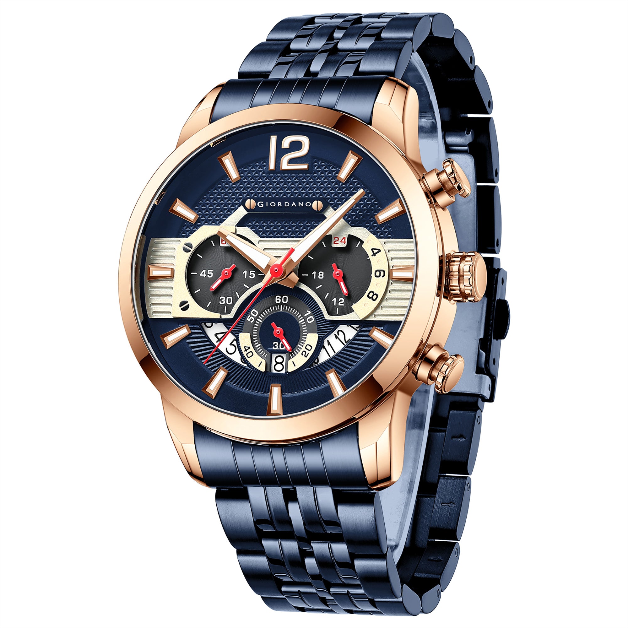 Giordano Analog Wrist Watch for Men Stylish Metal Strap with Water Resistant Multifunction Mechanism Watch GZ-50032-44