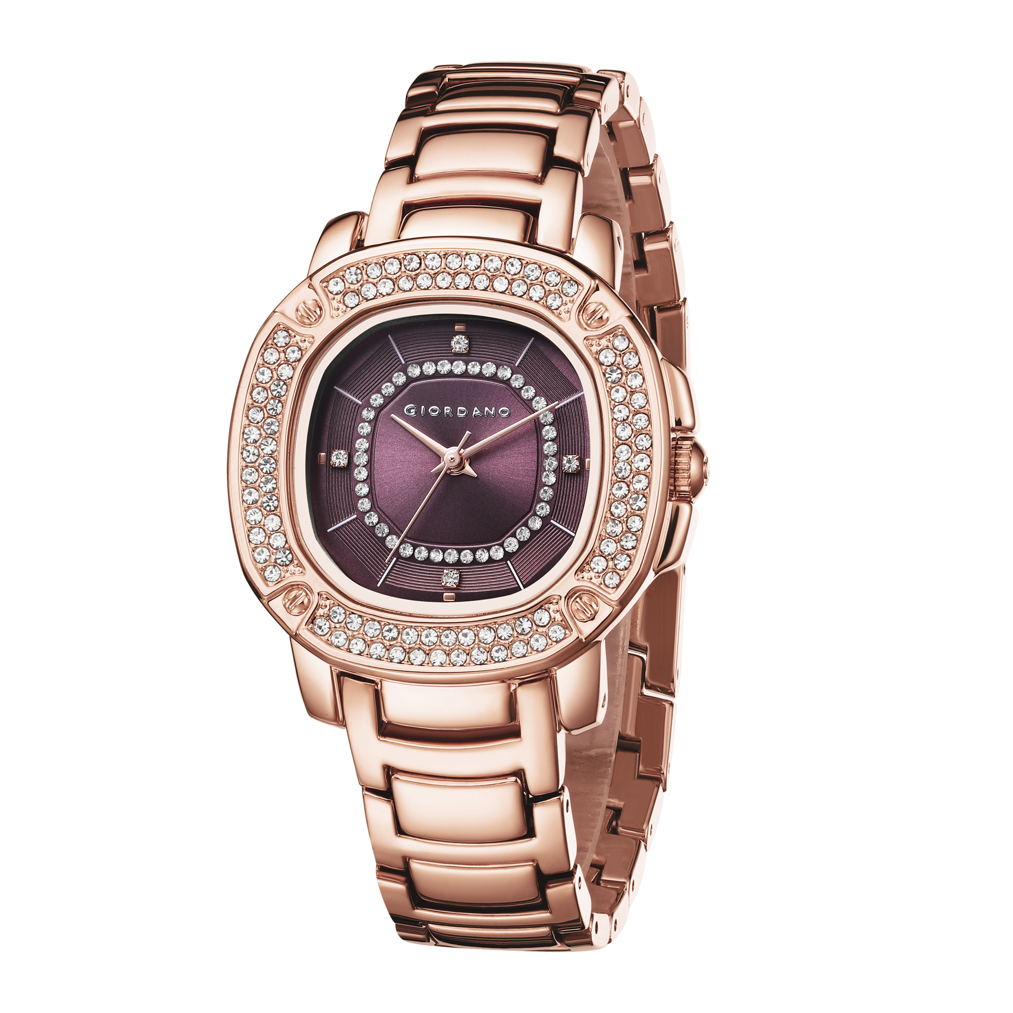 Giordano Analog dress Watch for Women with square dial , Crystal-Accented Bezel and stainless steel strap | GZ-60109-55