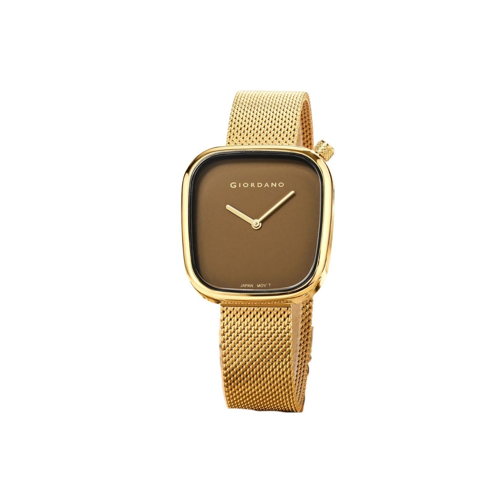 Giordano Analog Wrist Watch for Women with Stylish Metal Strap, Square dial and 3 Hand Mechanism GD-60006-77