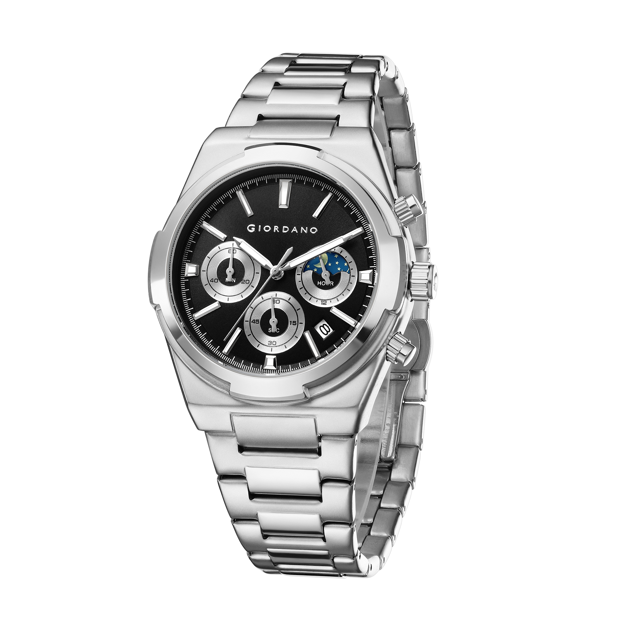 Giordano Luxury multifunctional Watch for Men with round dial, date display and Stainless Steel Strap | GZ-50152-22