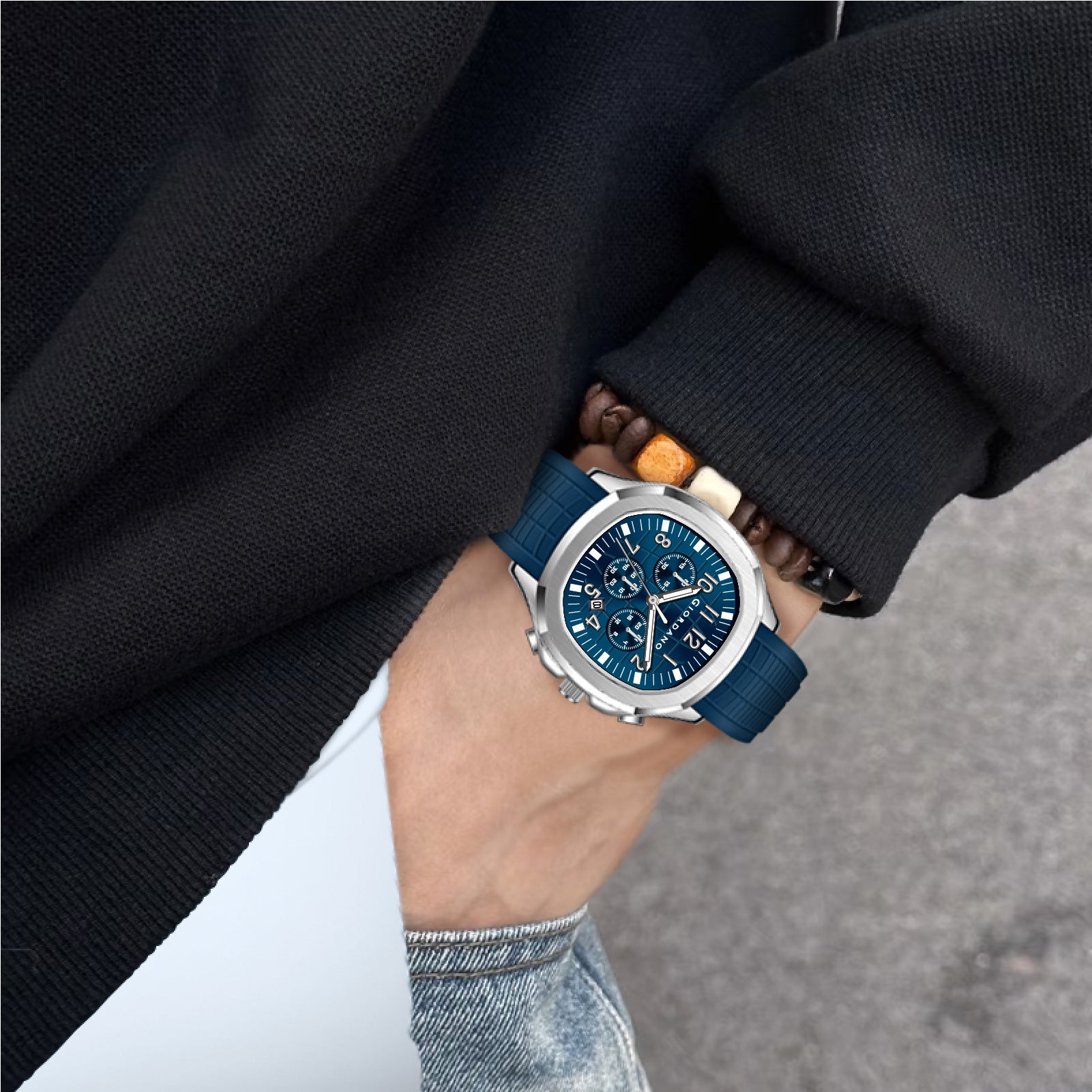 Giordano Precision and Comfort Multi Function Watch for Men with Textured Dial & Trendy Silicone Band | GZ-50143-03