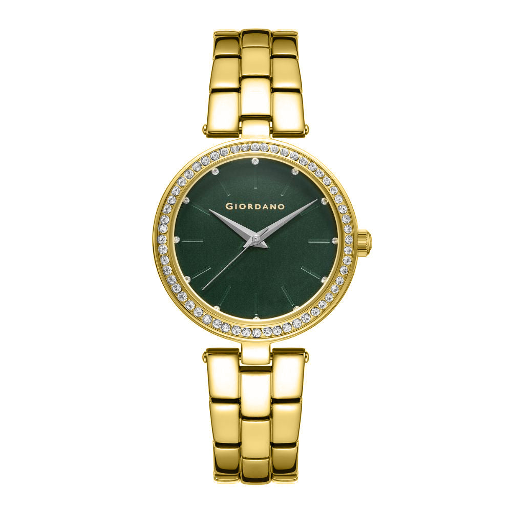 Giordano Analog Watch for Women with Diamond Studded Case and Metal Strap | A2079-66