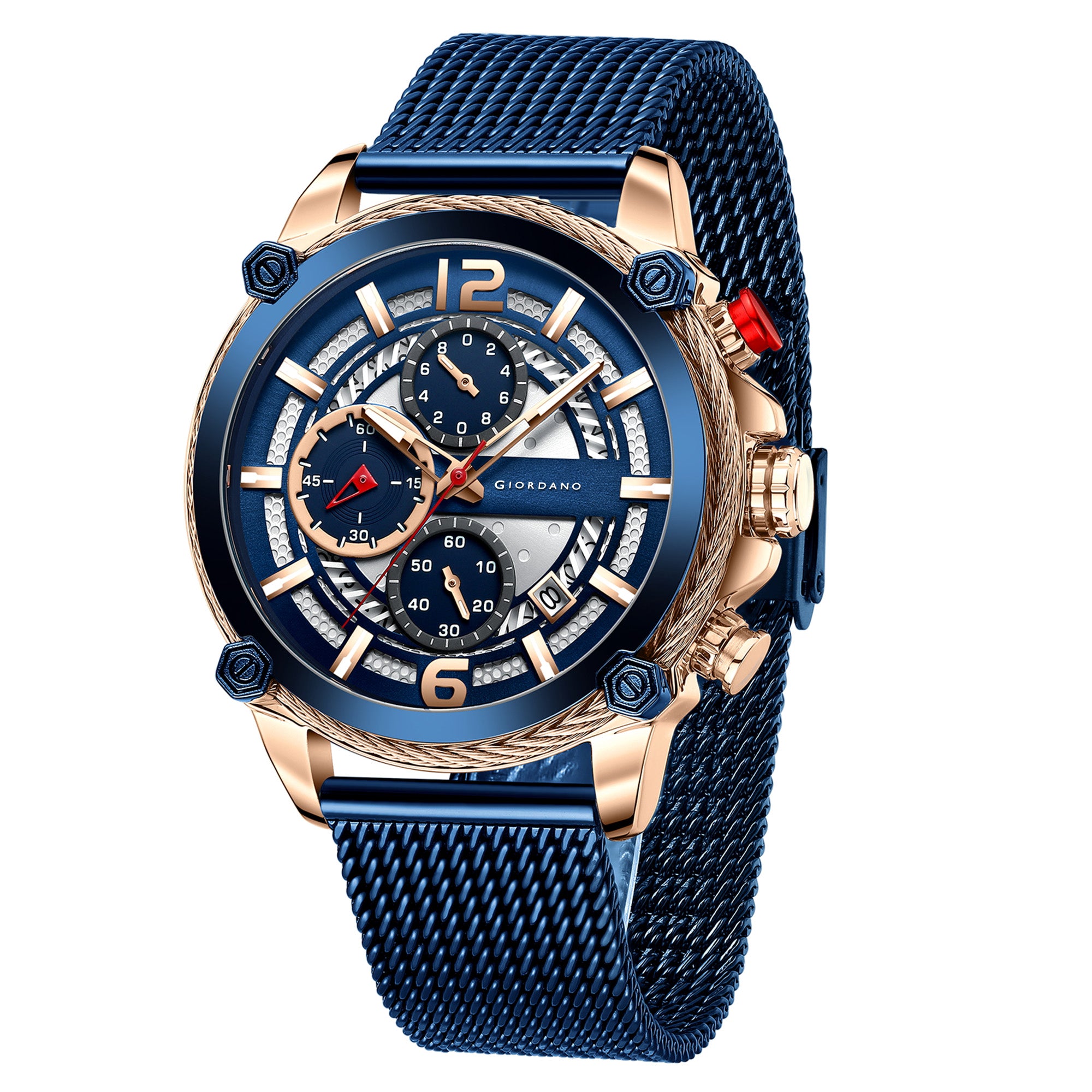 Giordano Analog Wrist Watch for Men Stylish Metal Strap with Water Resistant Multifunction Mechanism Watch | GZ-50039-33