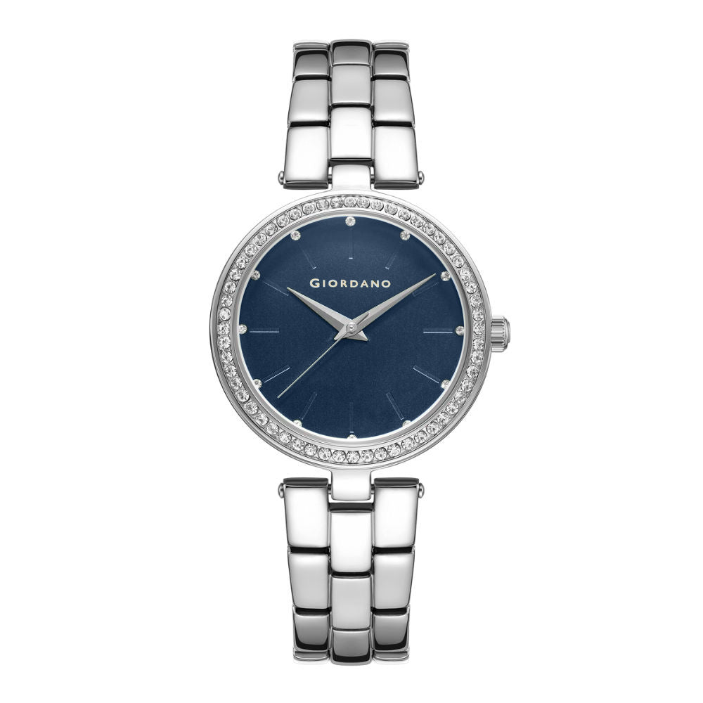Giordano Analog Watch for Women with Diamond Studded Case and Metal Strap | A2079-44