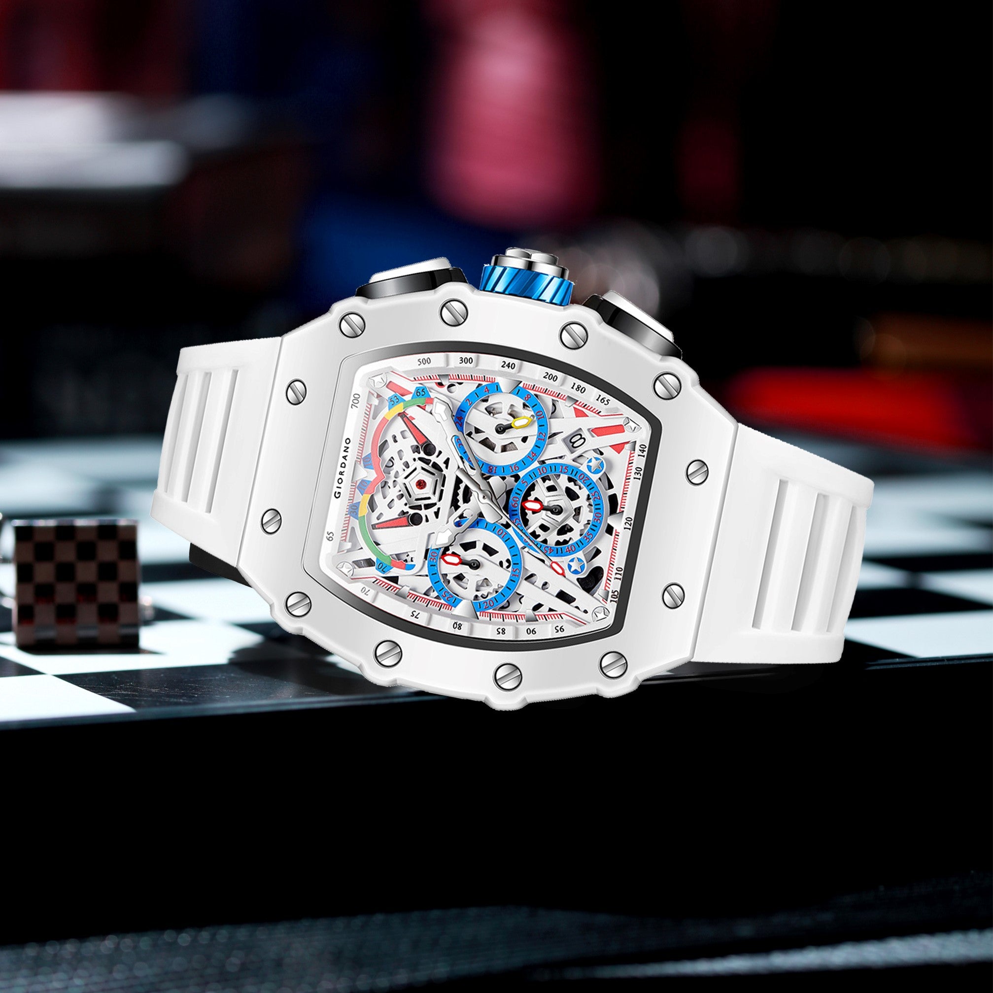 Giordano Multifunction Watch for Men with Day, Date, and 24-Hour Sub-Dial, Water Resistant Square Dial Unique Design | GZ-50144-02