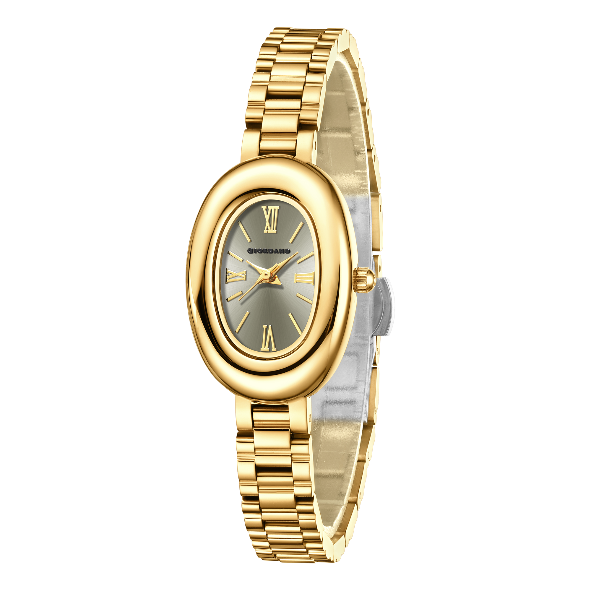 Giordano Oval Shape Dial Watch for Women – Elegant Roman Numerals, Stainless Steel Strap, Sleek Analog Design | GZ-60115-22