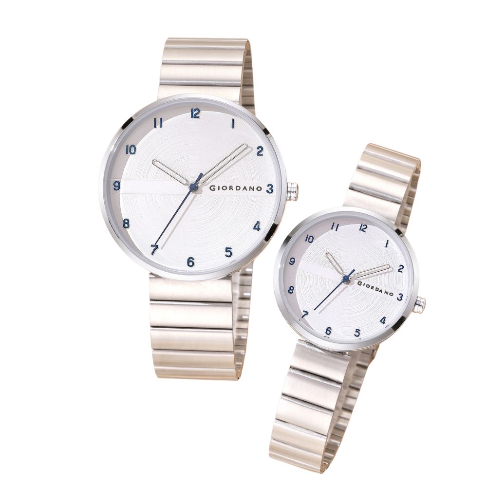 Giordano Analog Couple Watch Set – Elegant Dial with Stainless Steel Strap – His & Hers Matching Watches – Minimalist Unisex Design | GZ-992-SET-22