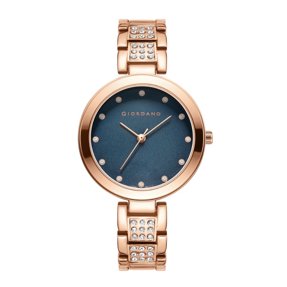 Giordano Eleganza Collection Analog Watch for Women with Crystal-Studded Strap & Diamond Indices-A2037-44