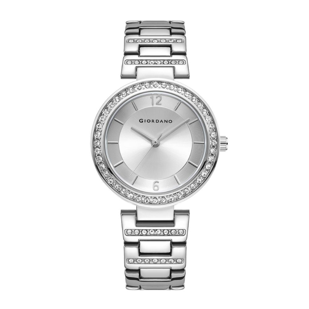 Giordano Eleganza Collection Analog Watch for Women with Diamond Studded Case and Urban Fashion Metal Strap Ladies Wrist Watch Gift for Women GD4051-11