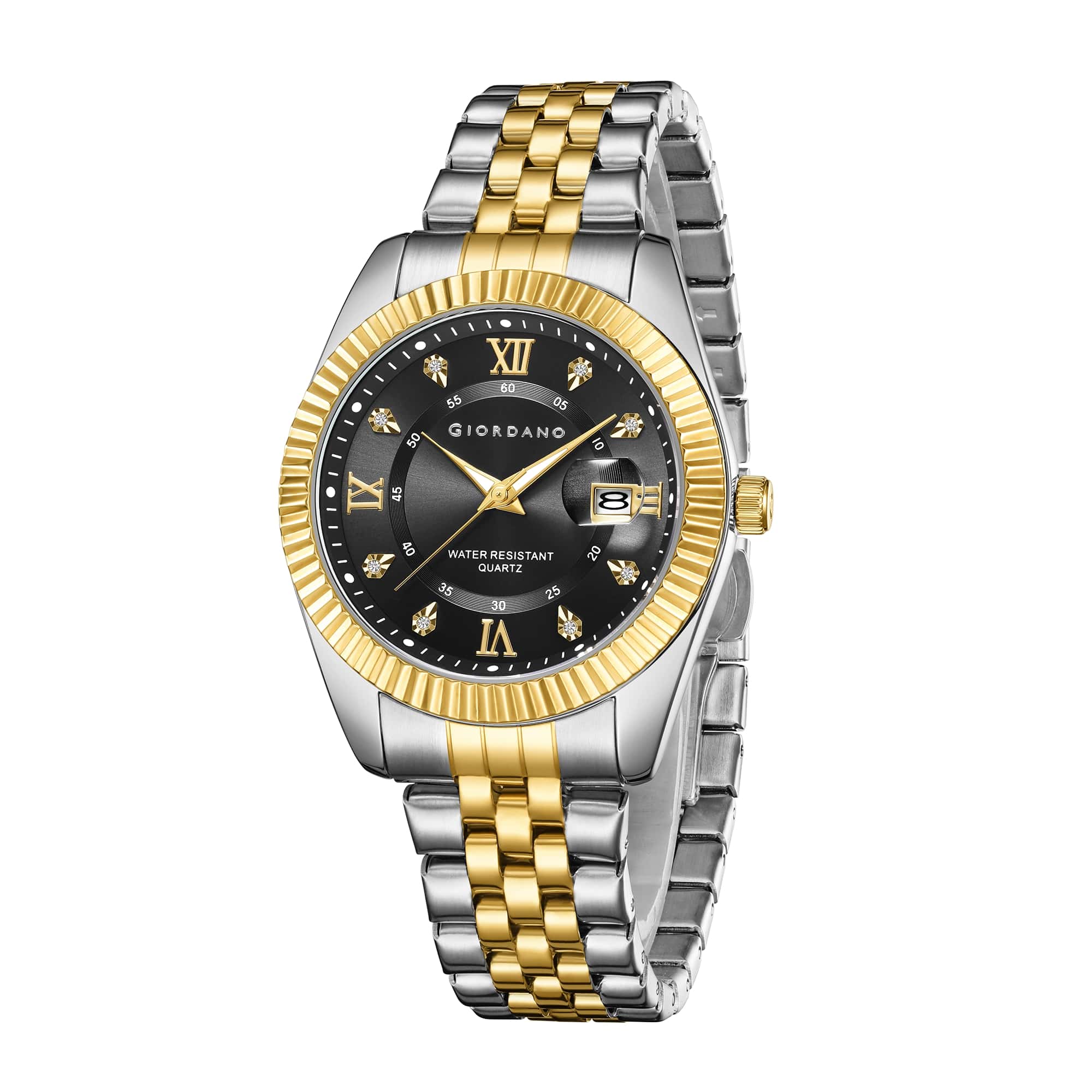 Giordano Analog Watch For Men - Dual-Tone Stainless Steel Strap, Crystal Indices And Fluted Bezel GZ-50139-66