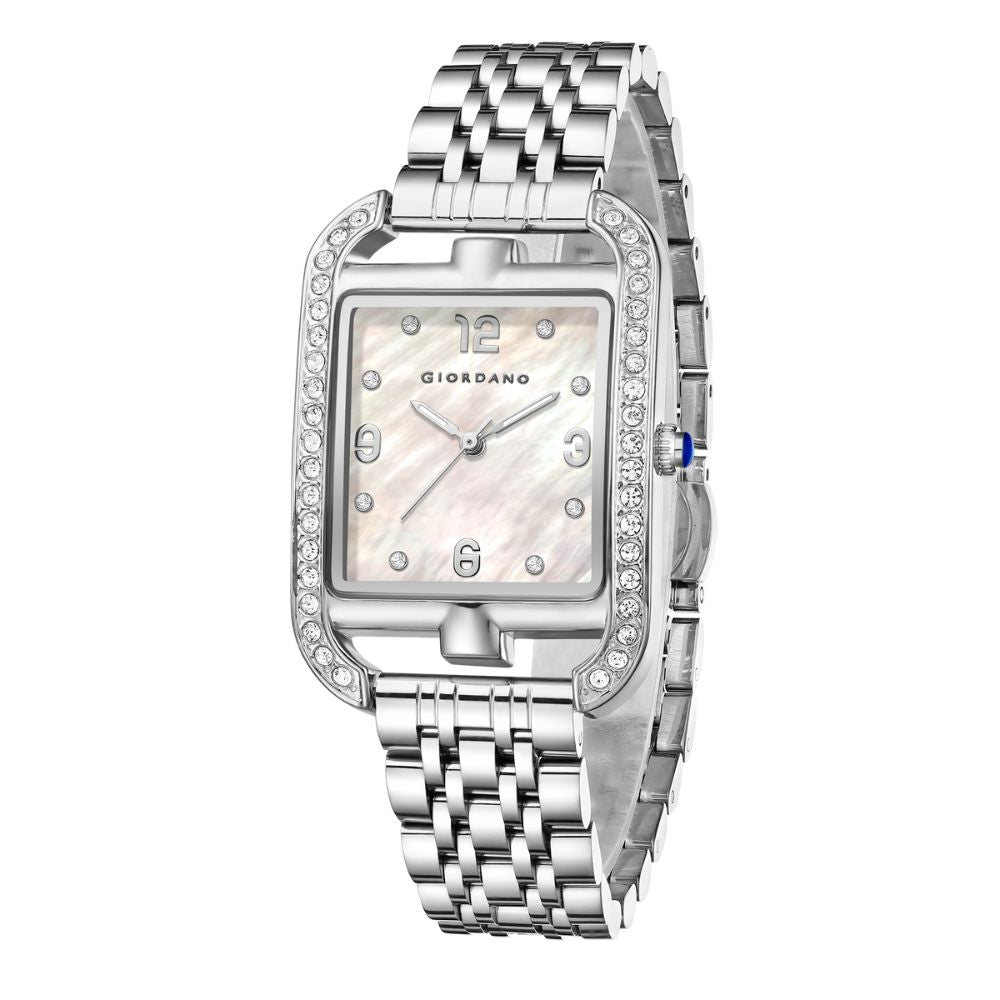 Giordano Analog Watch for Women– Stylish Dial with Crystal Accents, Metal Strap, Quartz Movement – Elegant Accessory for Special Occasions | GZ-60108-11