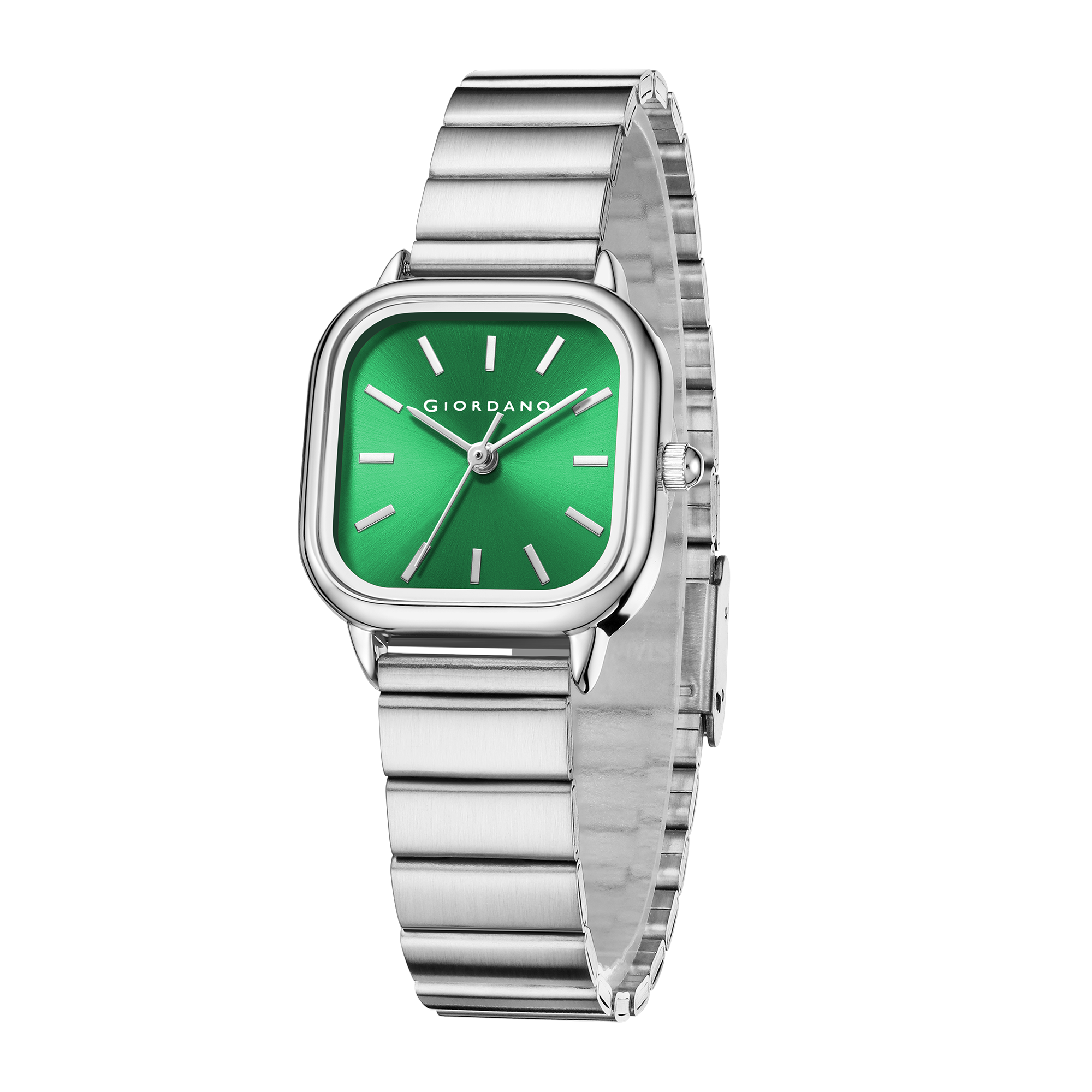 Giordano Classic Square Watch for Women – Polished Stainless Steel Strap, Minimalist Compact Design | GZ-60098-33