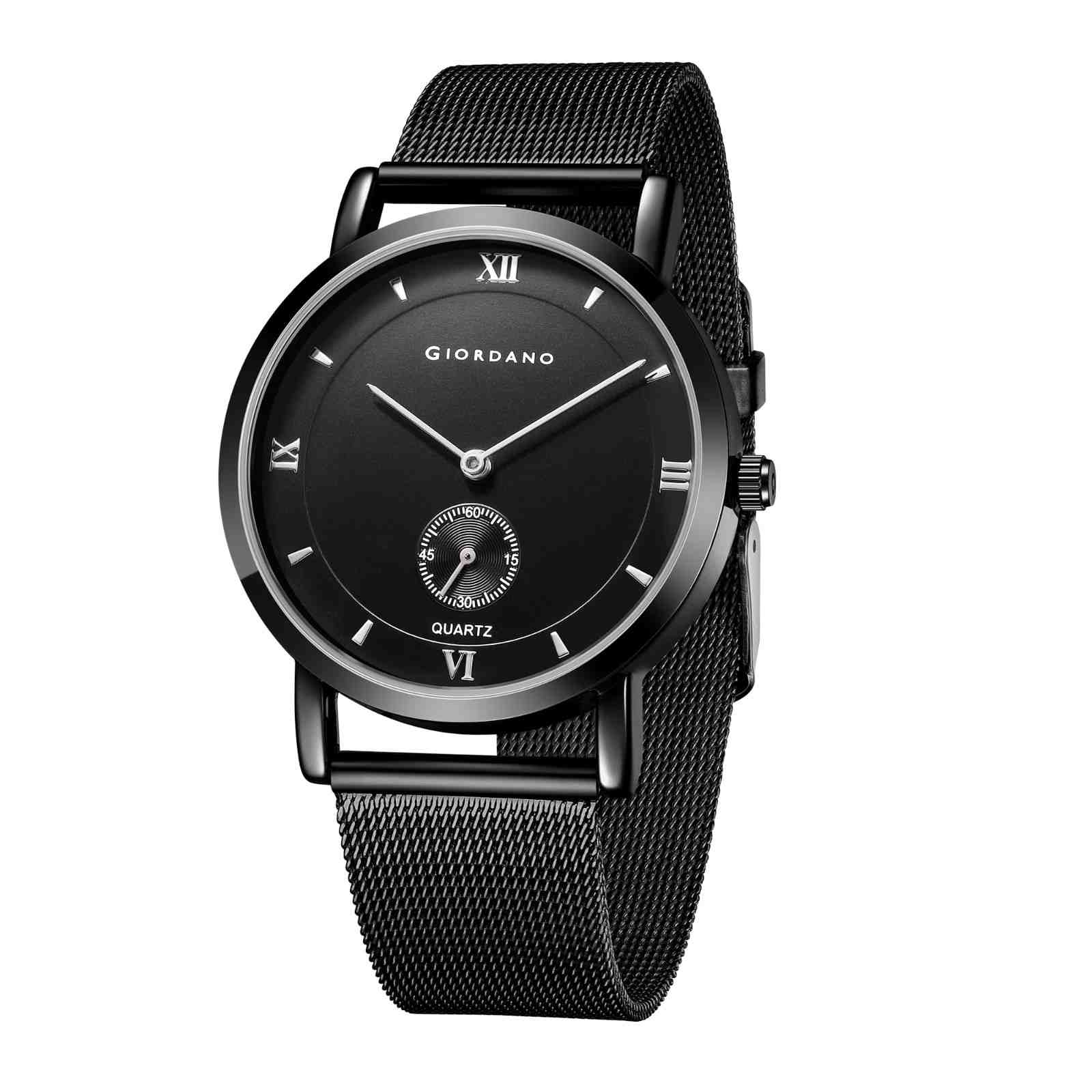 Giordano Classic Analog Quartz Watch for Men – Mesh Metal Strap, Minimalist Dial with Roman Numerals, Slim Elegant Dress Watch - GZ-50186-11